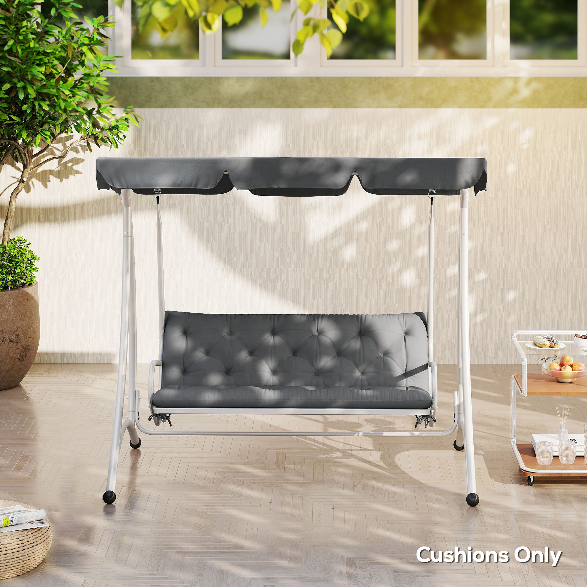 Outsunny Outdoor Tufted Bench Cushions, 3-Seater Replacement