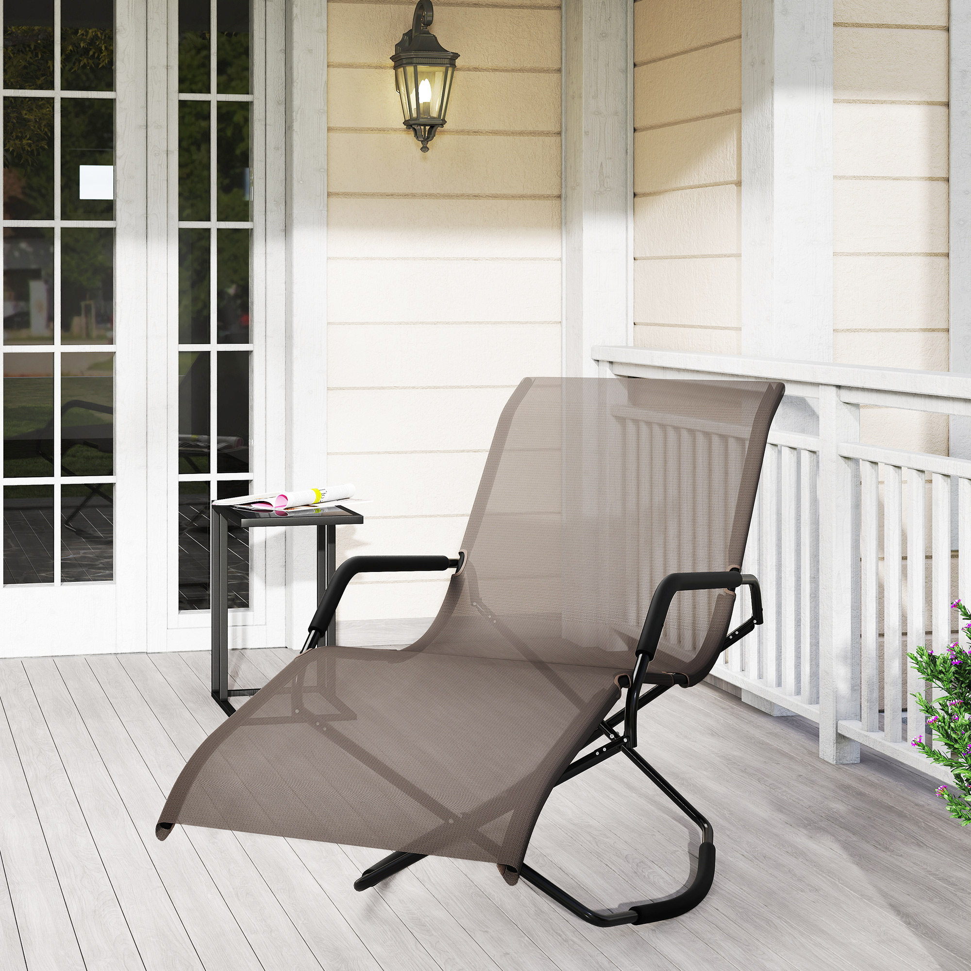 Outsunny Garden Rocking Sun Lounger Outdoor Zero-gravity Folding ...