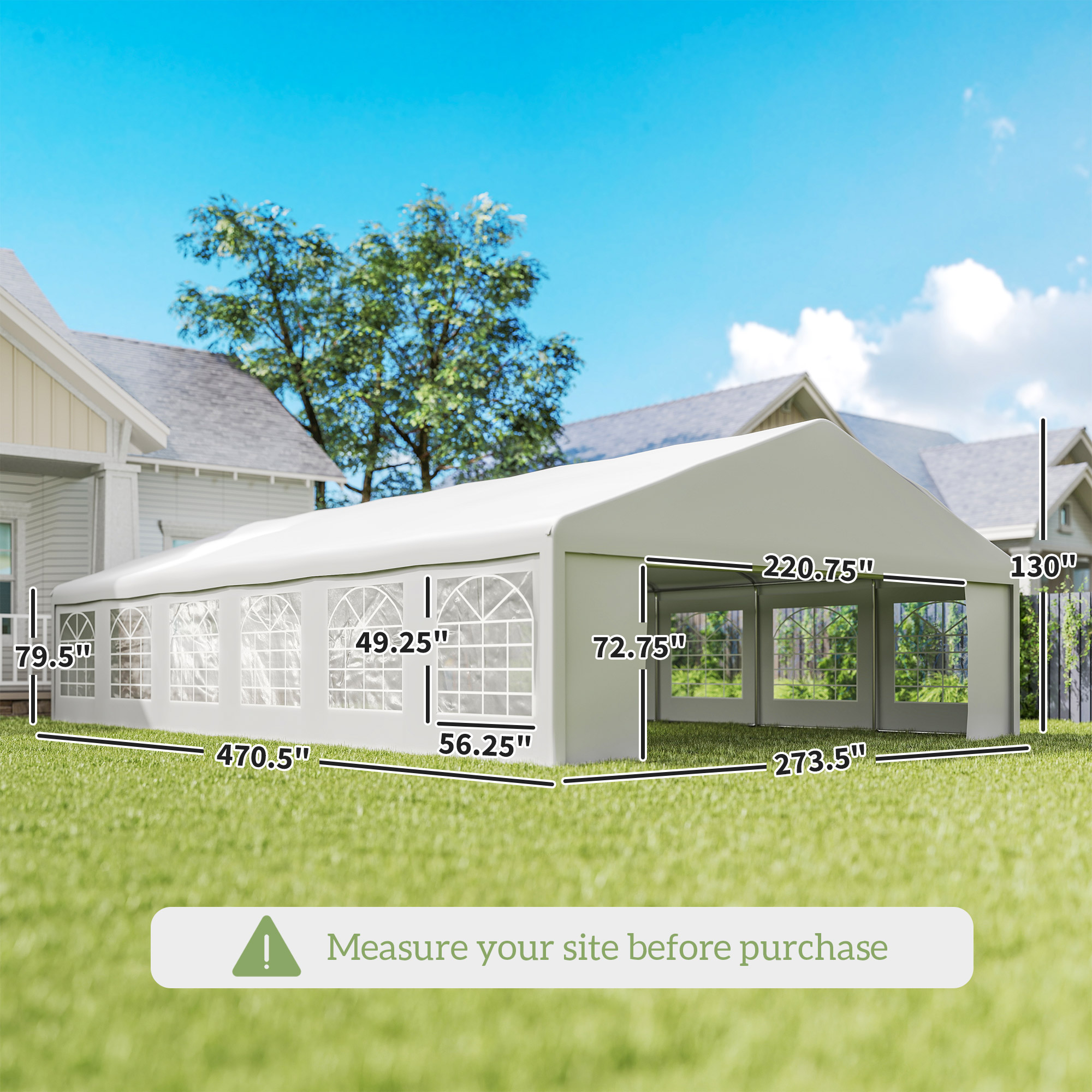 Outsunny 39 x 23ft Party Tent & Carport, Large Outdoor