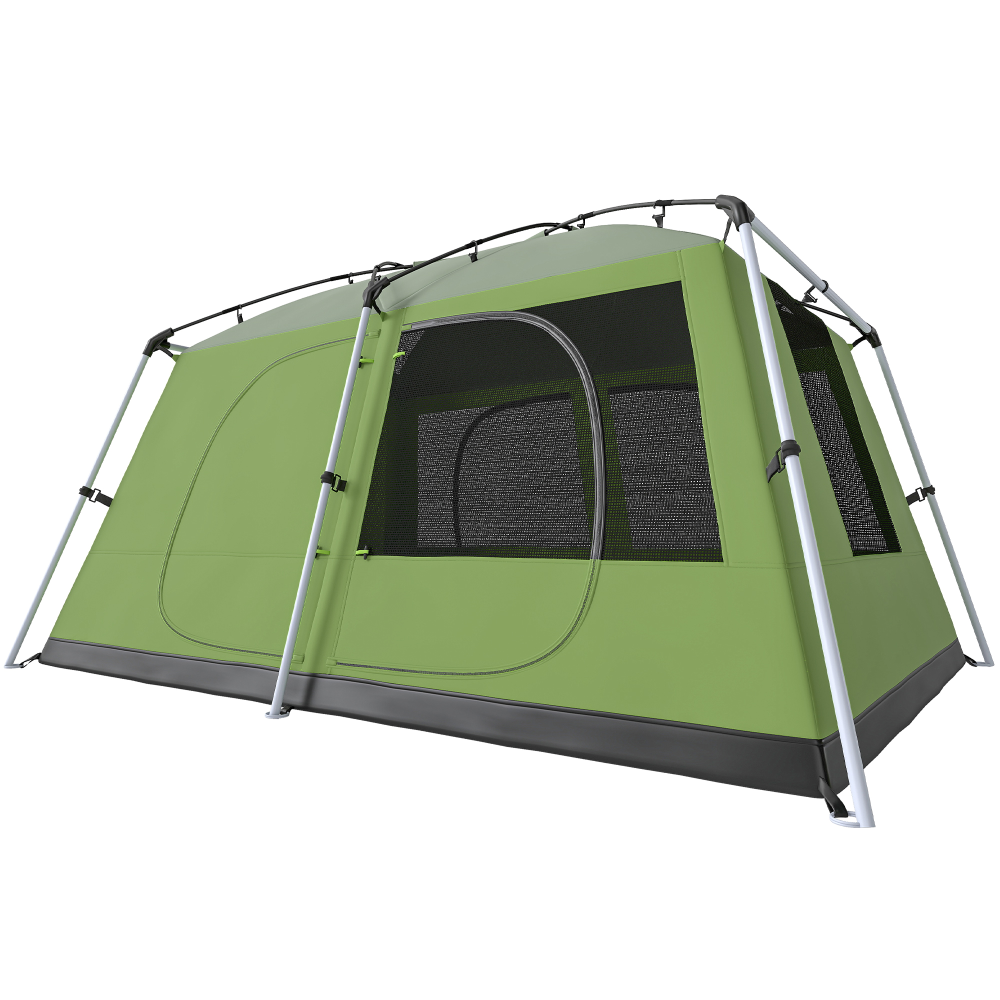 ●THA UNDA Outsunny Tunnel Tent Camping Shelter w/ Porch, Two Rooms