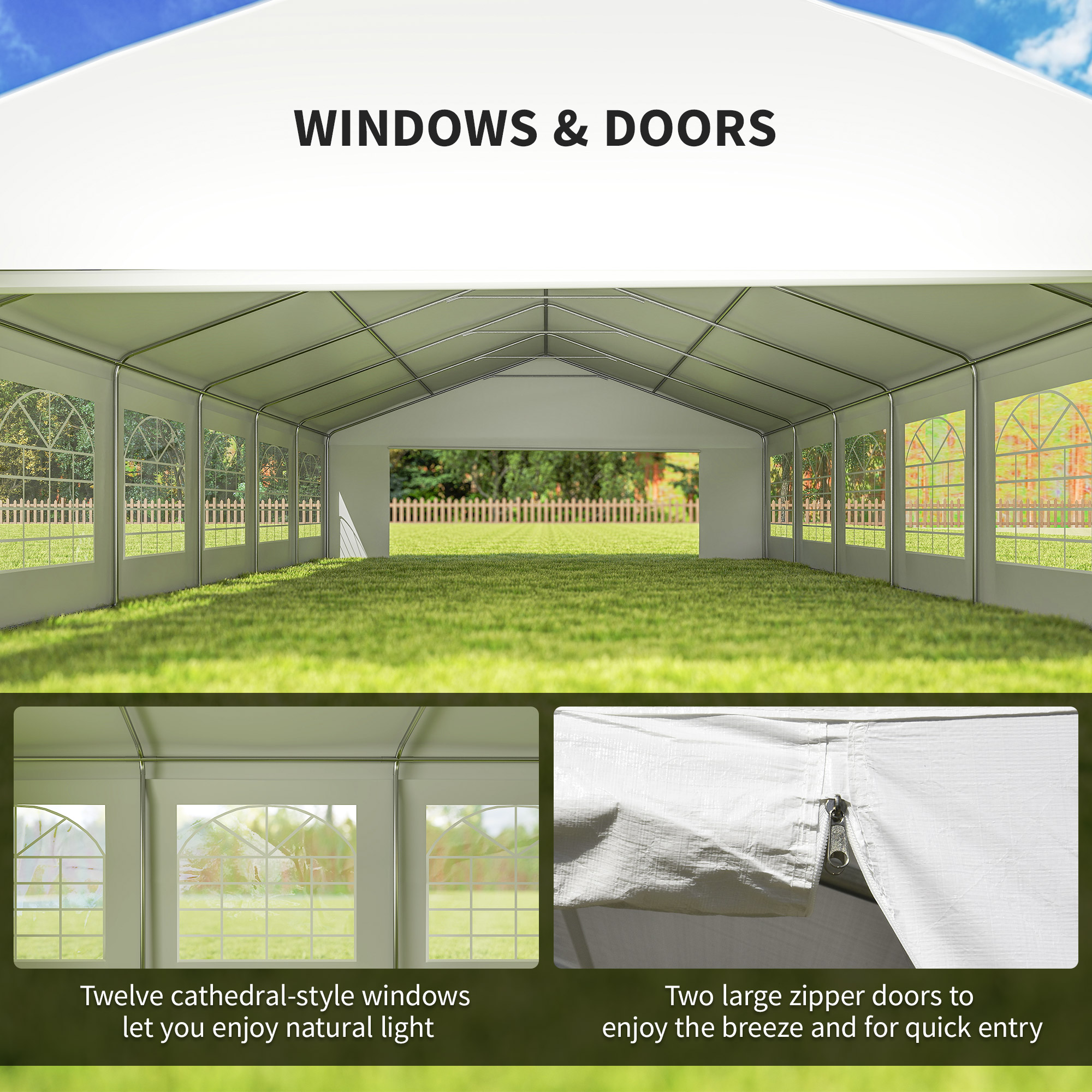 Outsunny 39 x 23ft Party Tent & Carport, Large Outdoor