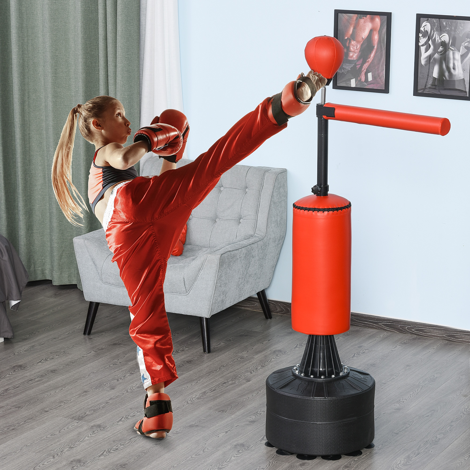 Soozier Freestanding Boxing Punch Bag Stand with Rotating