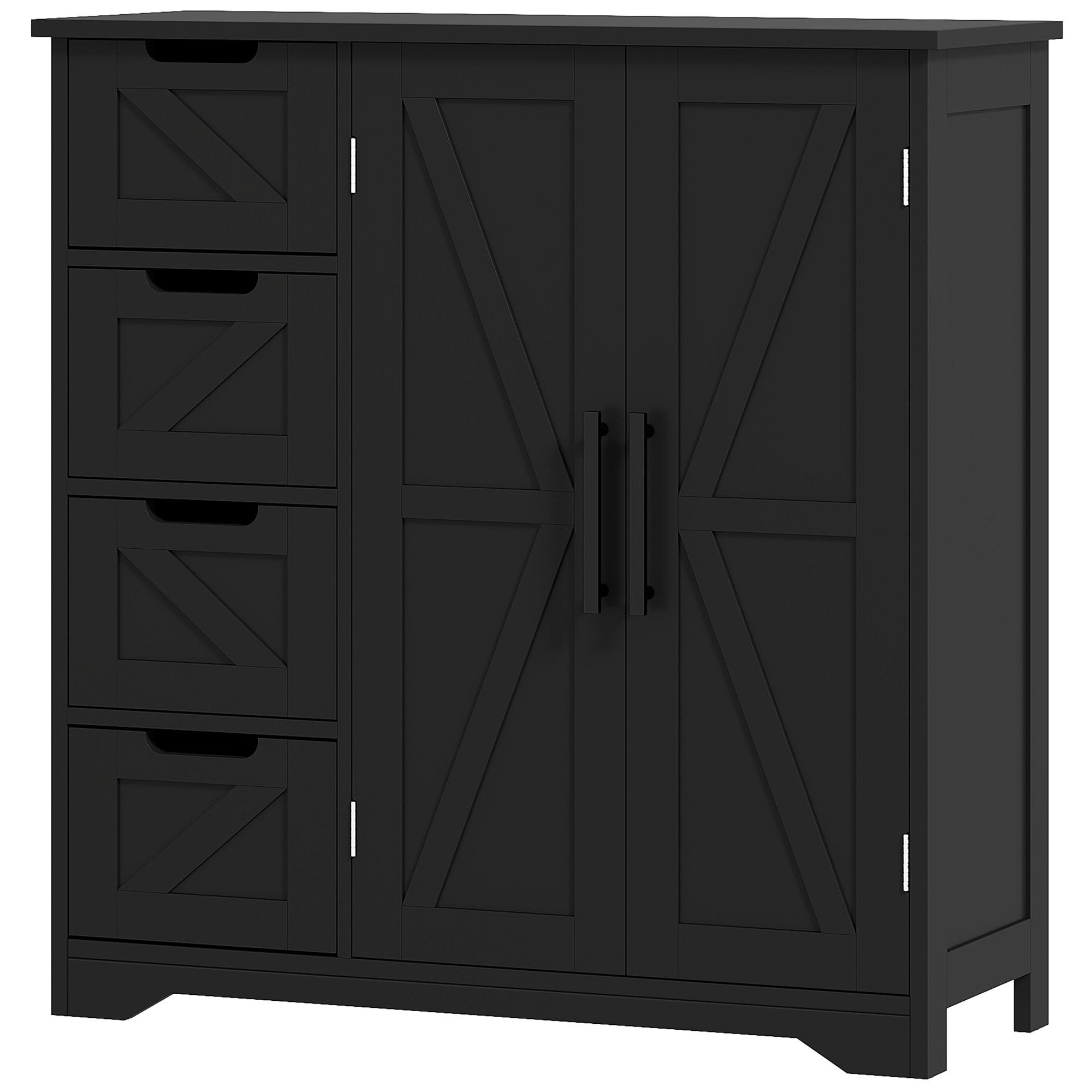 Farmhouse Bath Organizer Organizer Unit with Adjustable-Height Shelving, Bath Ground Organizer Unit, Black 1