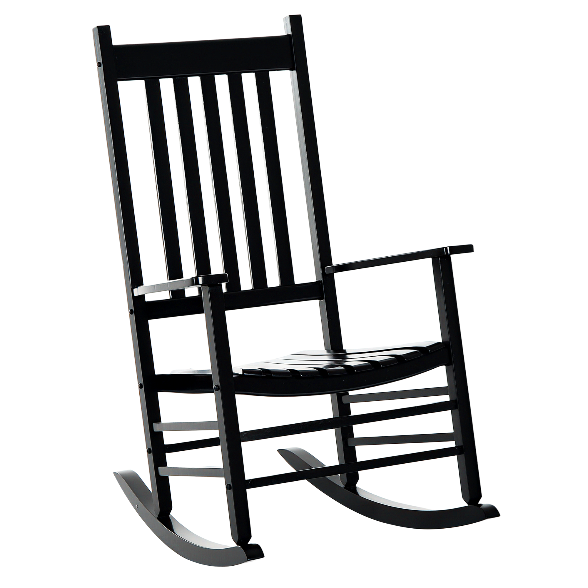 Outsunny Outdoor Rocking Chair, Patio Rocking Chair with Smooth Curves, High Density Wooden Rockers for Lawn Garden Porch, Supports Up to 350lbs, Blac