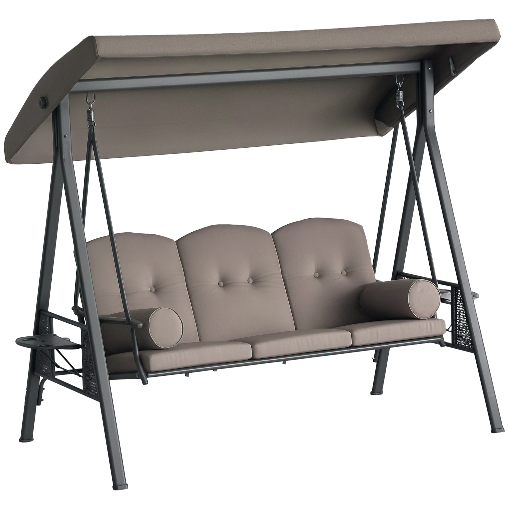 Outsunny Outdoor Patio 3 Seat Steel Canopy Cushioned Bench