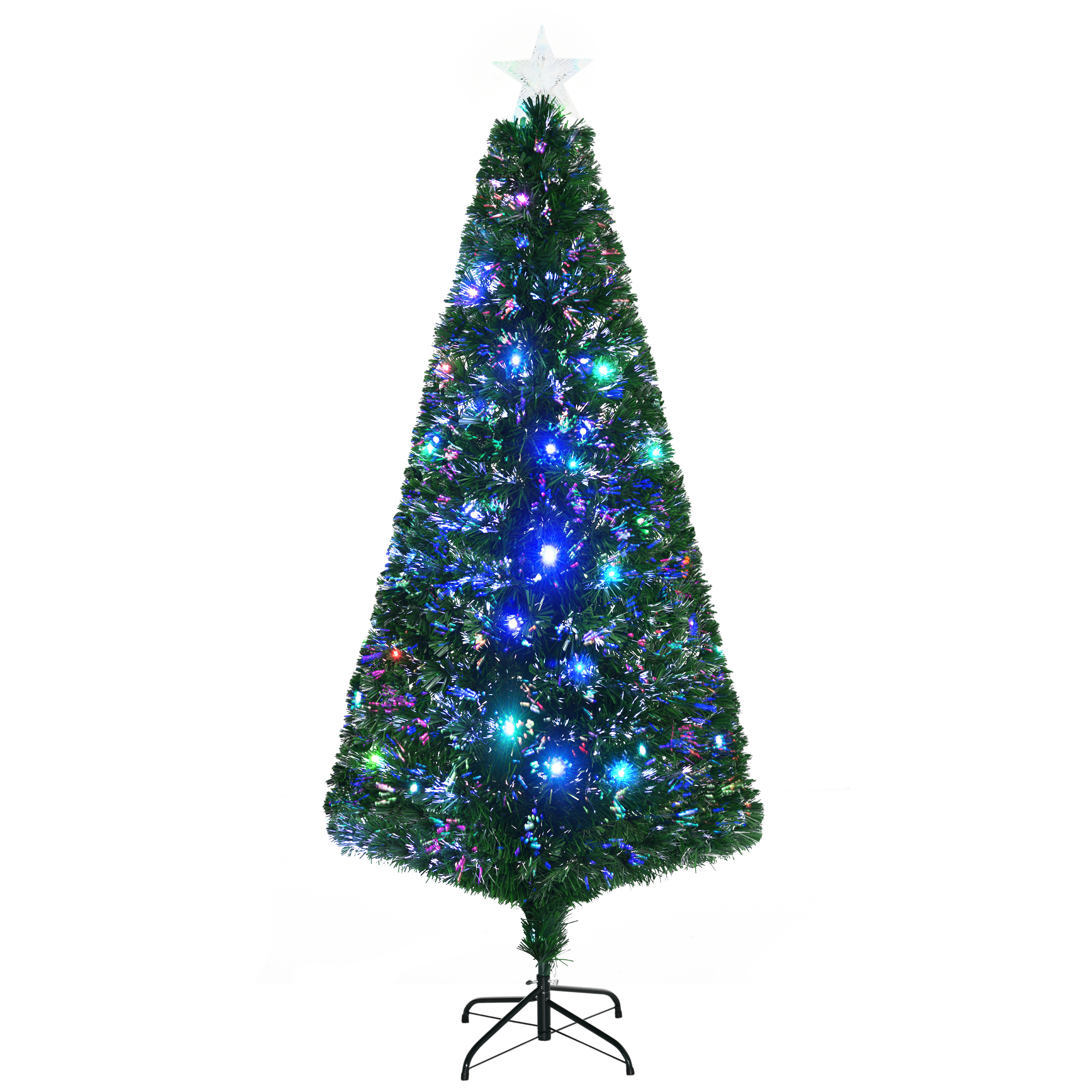 WHAT WE WANT クリスマスツリー HOMCOM Lighted Christmas Tree, 6ft Fiber Optic Christmas