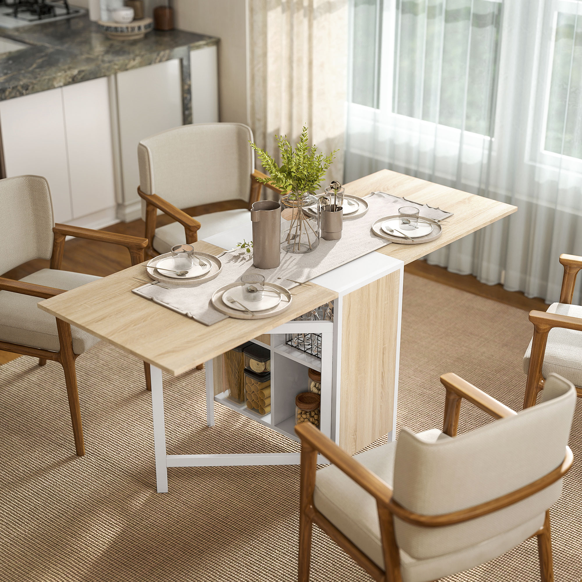 HOMCOM Small Folding Table, Drop Leaf Dining Table for Kitchen, Space Saving Design Aosom Canada