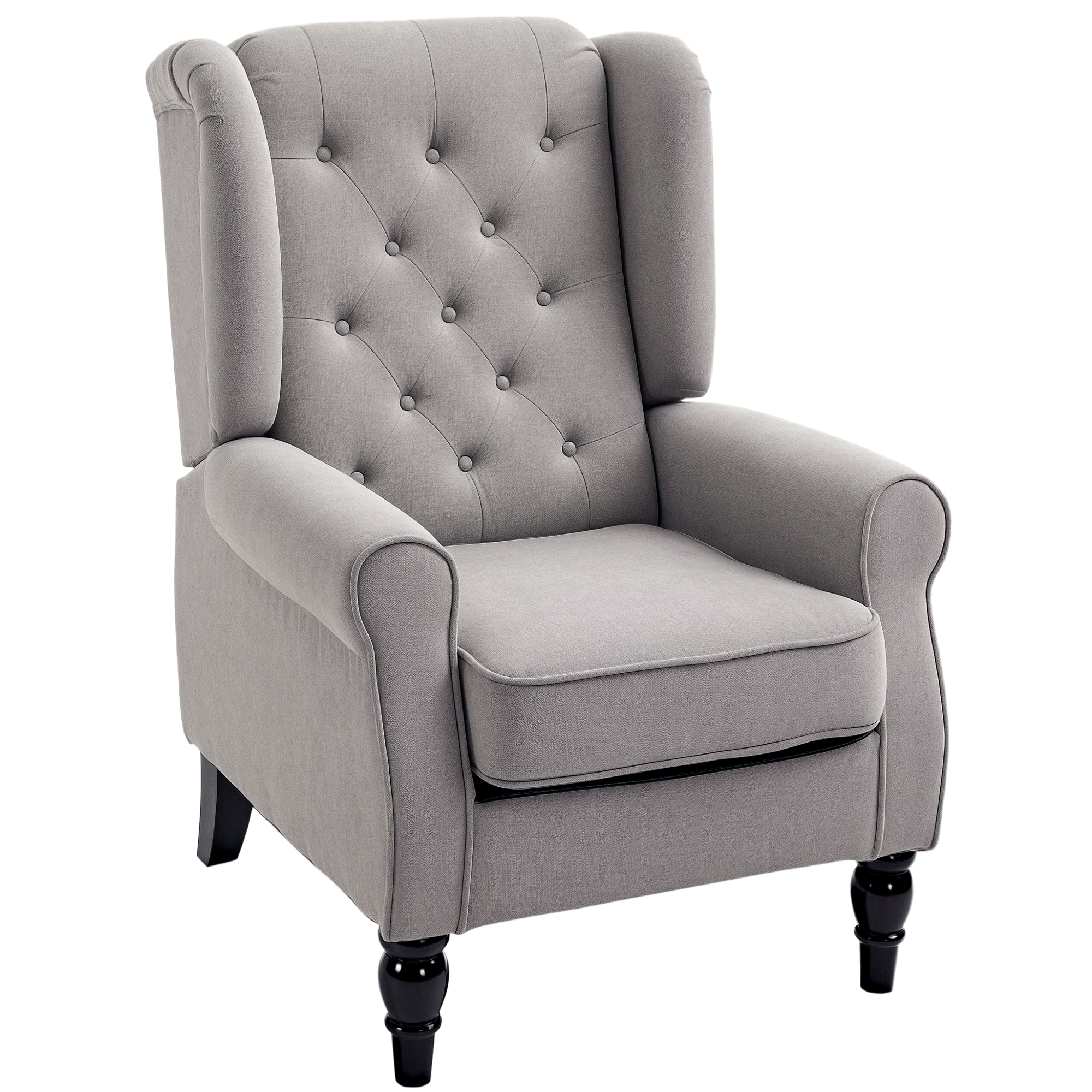 HomCom Fabric Tufted Club Accent Chair Recliner with Wooden