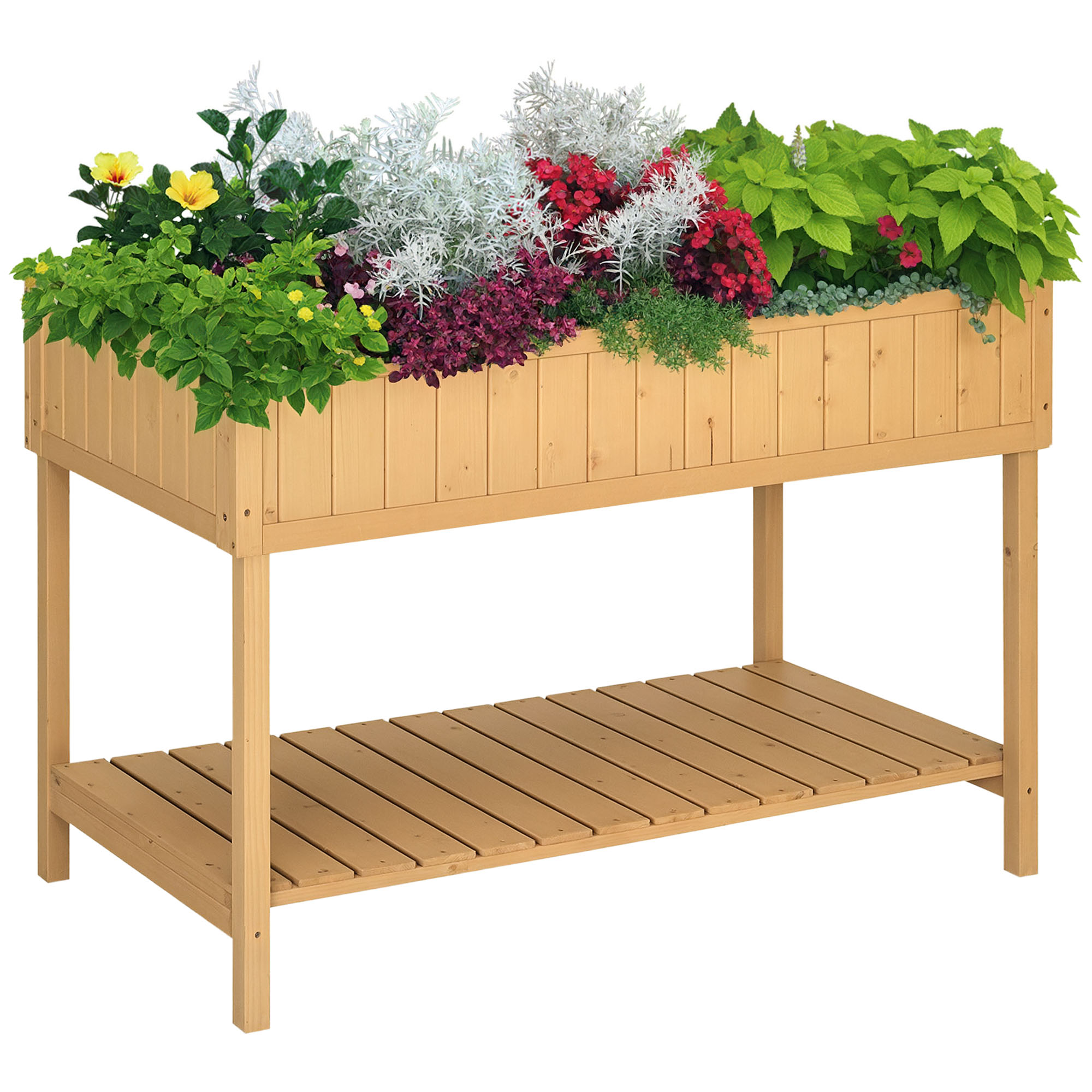 N-Garden a-2 a-10 a-11 Outsunny Raised Wooden Garden Bed Grid Planter Stand with 8
