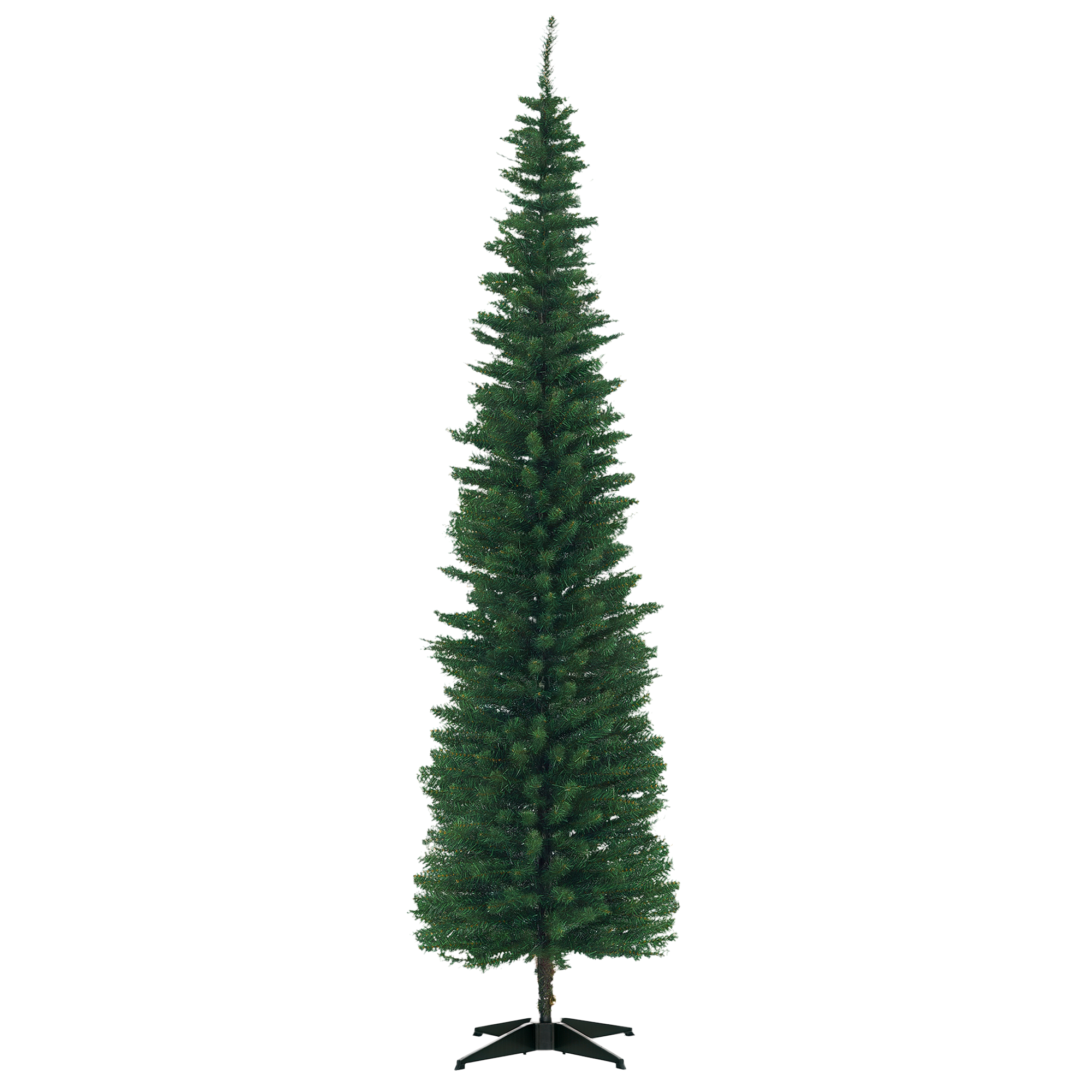 HOMCOM 7' Artificial Pencil Christmas Tree, Slim Xmas Tree with 499 Realistic Branch Tips and Plastic Stand, Green
