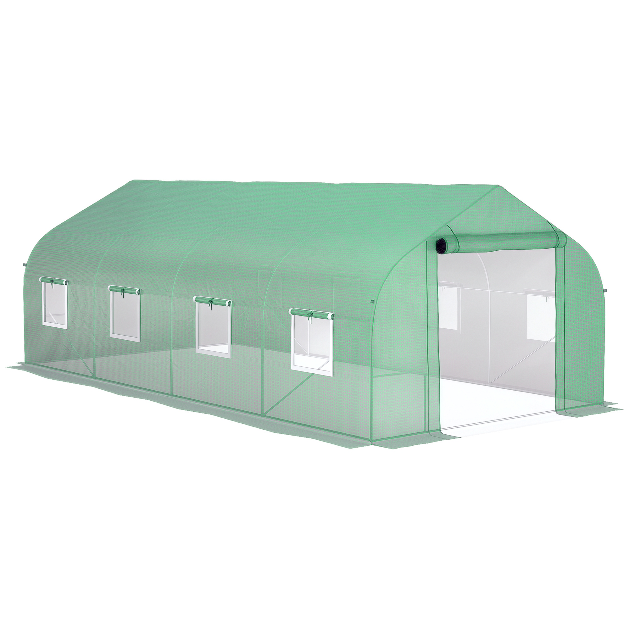 Outsunny 20' x 10' x 7' Walk-in Tunnel Greenhouse with Zippered Mesh Door and 8 Mesh Windows, Gardening Plant Hot House with Galvanized Steel Hoops, G