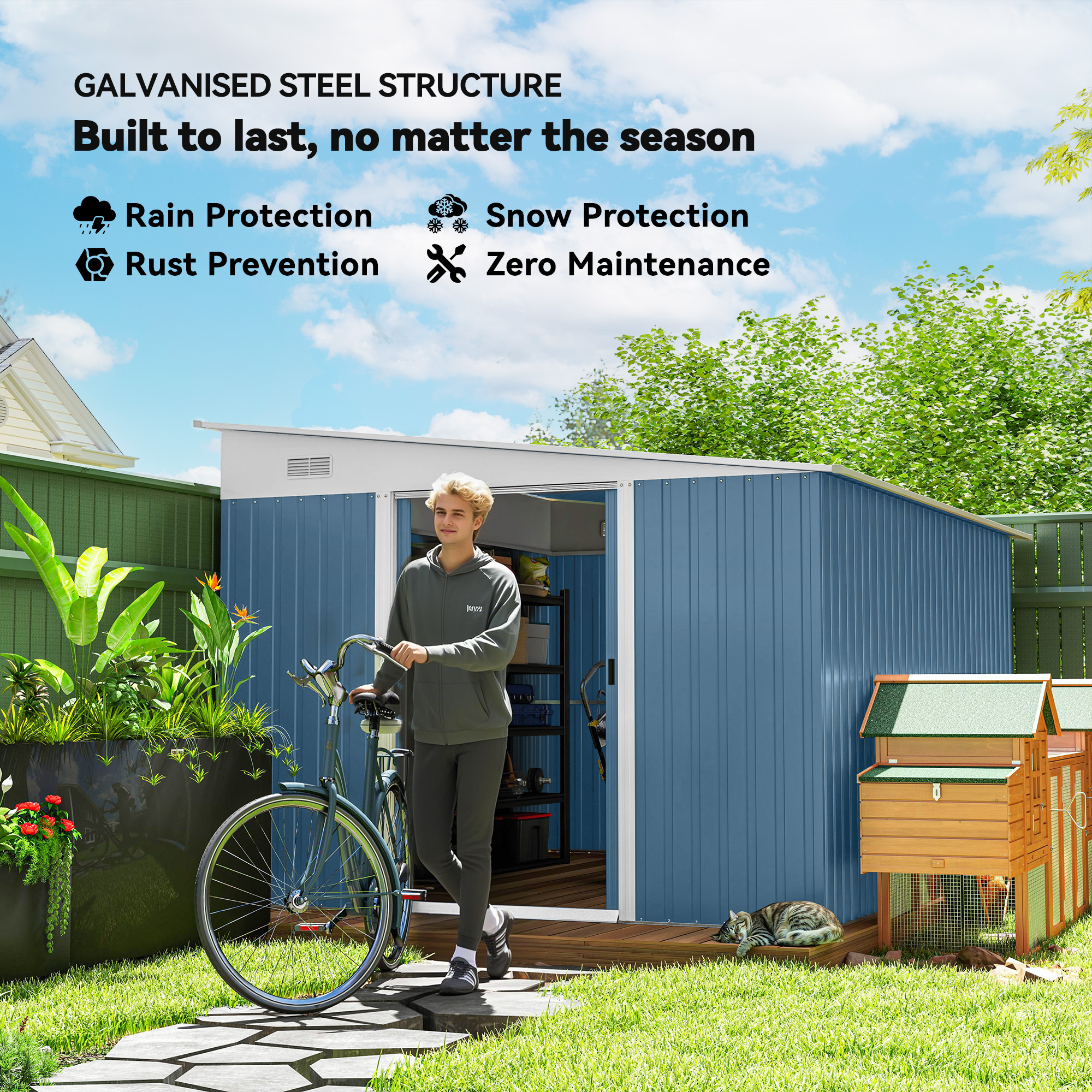 Outsunny 11.5' x 9' x 6.5' Steel Garden Storage Shed Outdoor