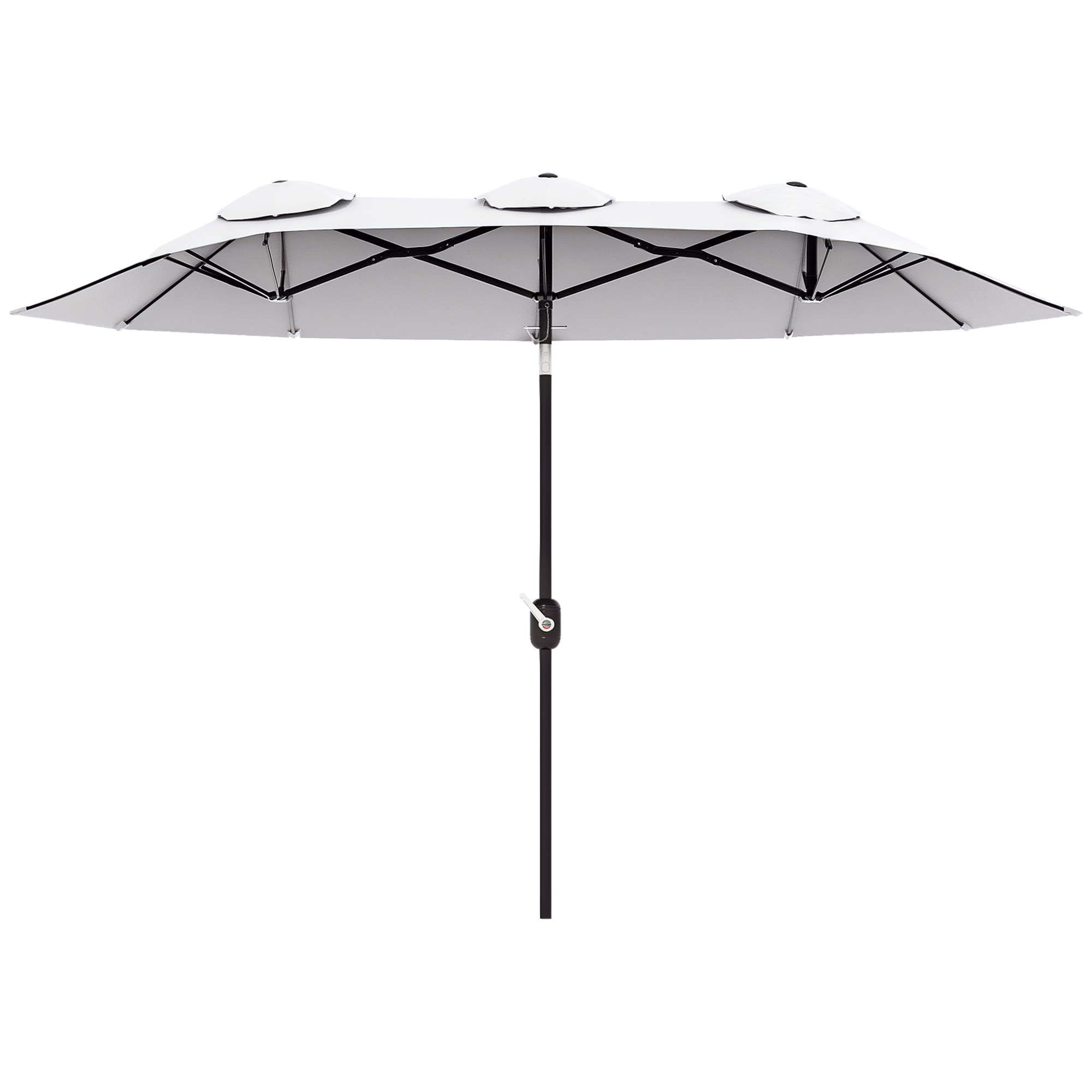 Outsunny Double Sided Patio Umbrella, 9.7' Large Outdoor Market Umbrella with Push Button Tilt and Crank, 3 Air Vents and 12 Ribs, for Garden, Deck, P