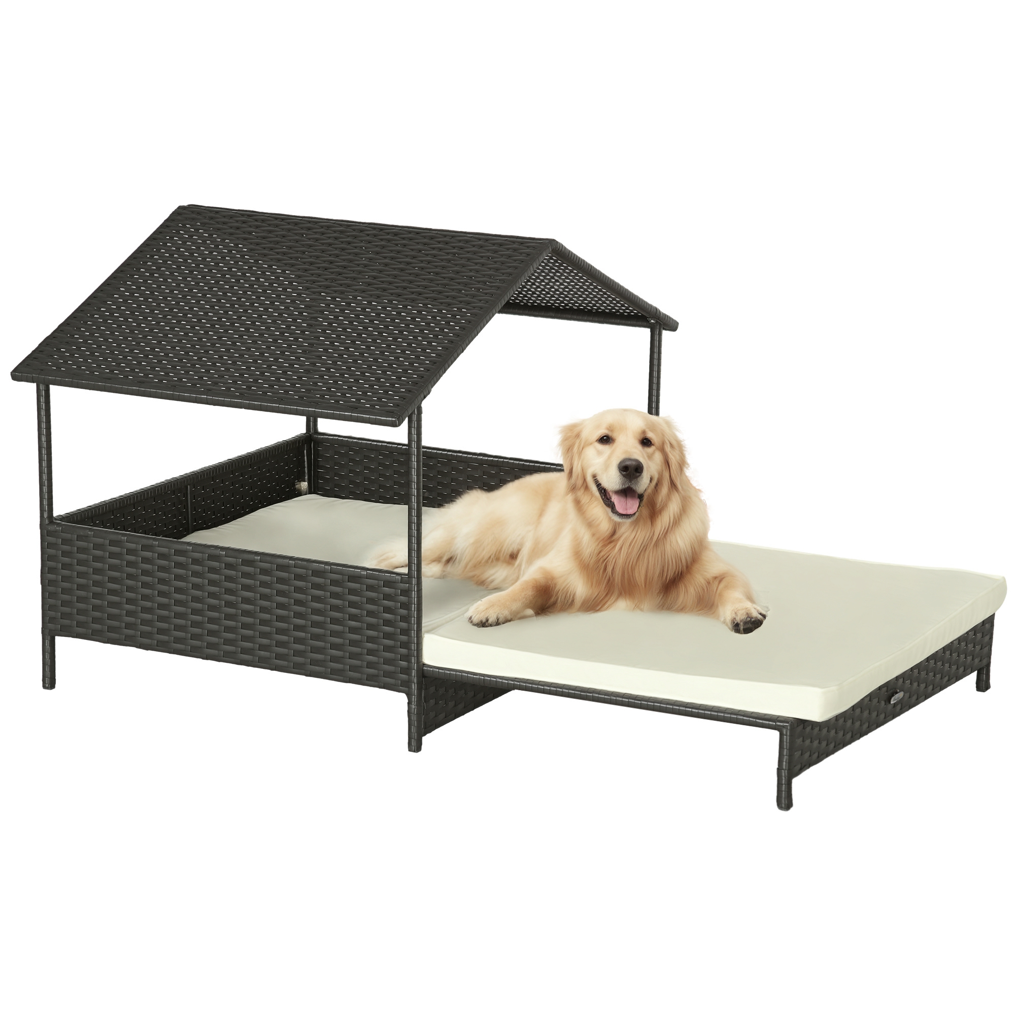 PawHut Outdoor Dog Bed Extendable Wicker Dog Bed w