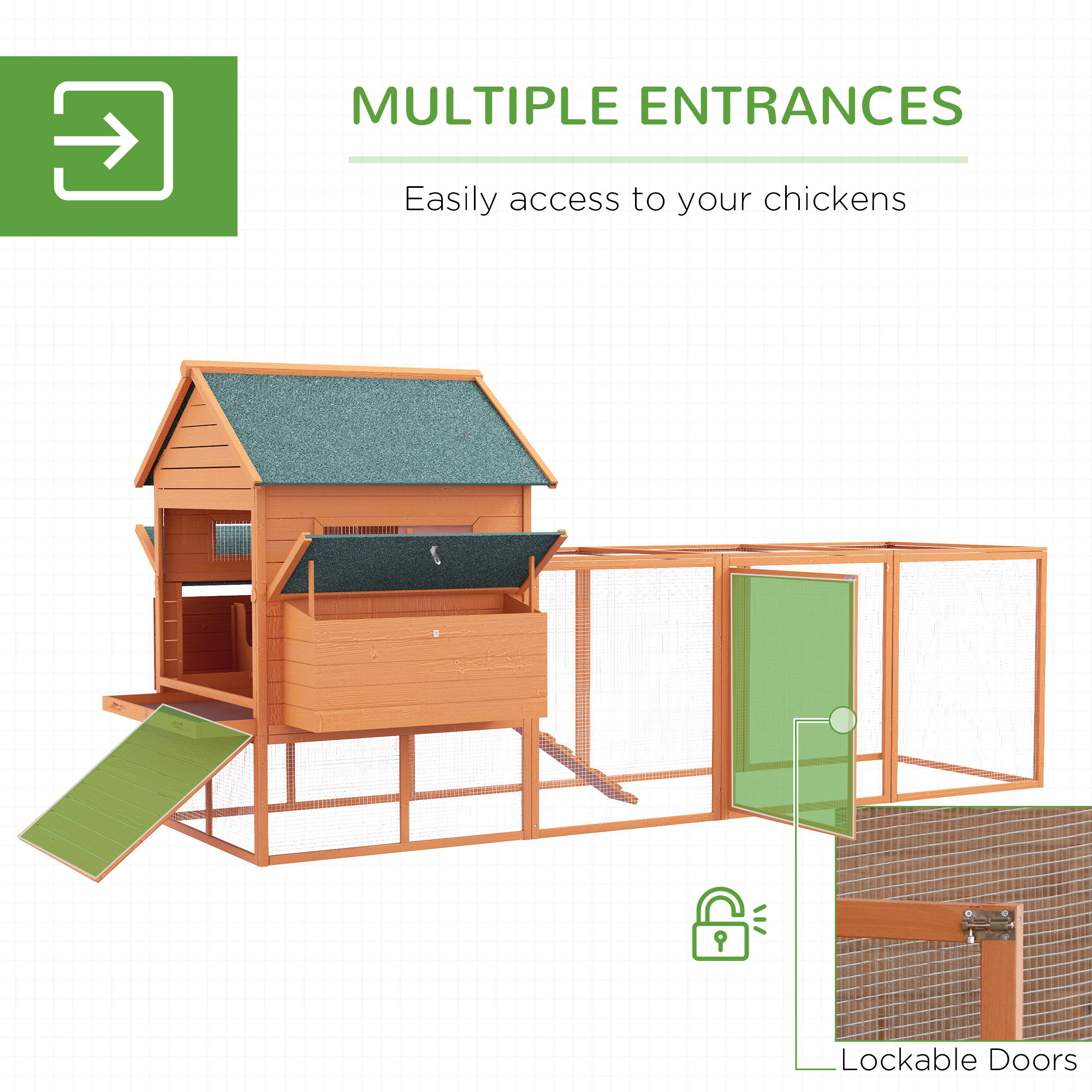 PawHut Deluxe Backyard Chicken Coop Wooden XL Large with