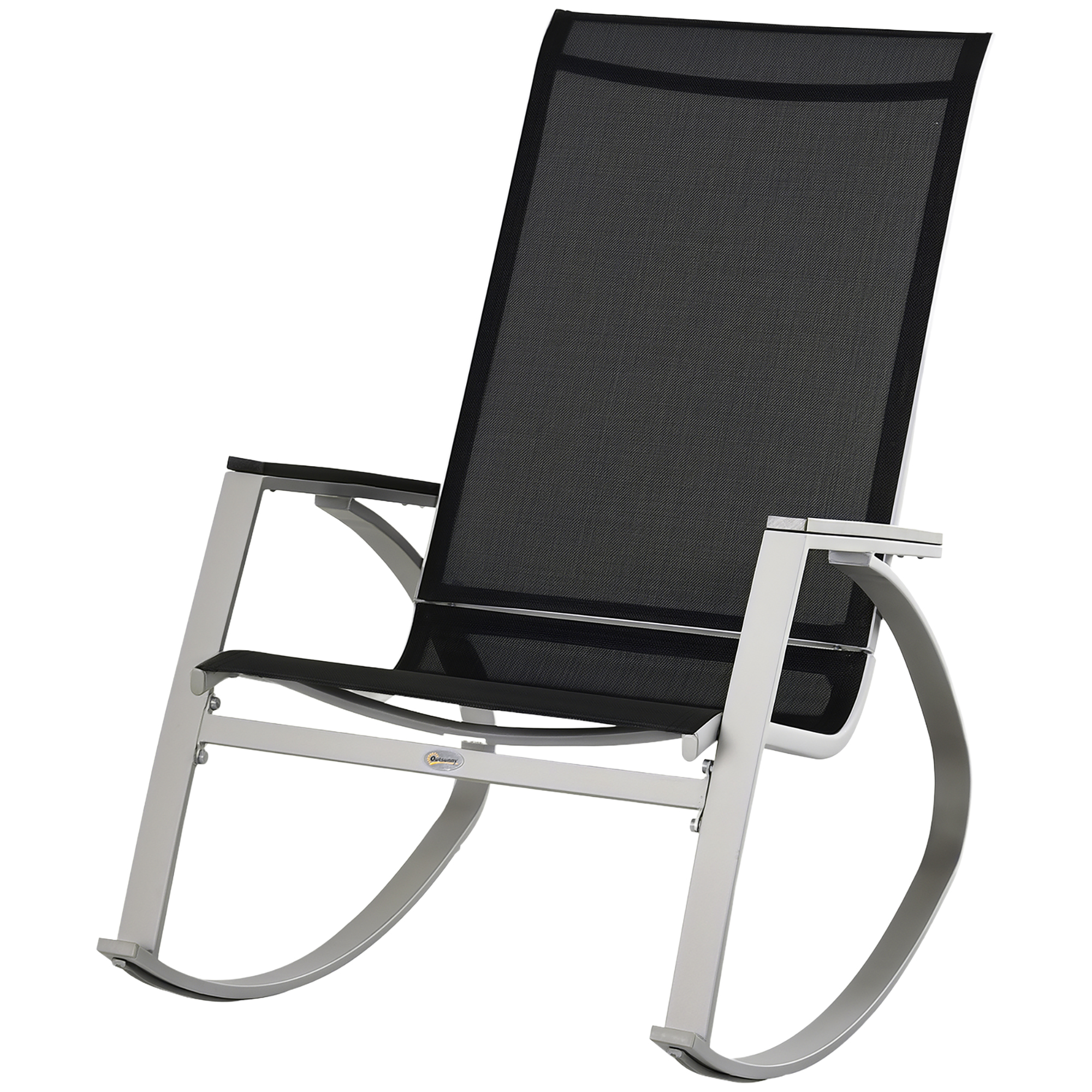 Outsunny Outdoor Modern Front Porch Patio Rocking Sling Chair - Black ...