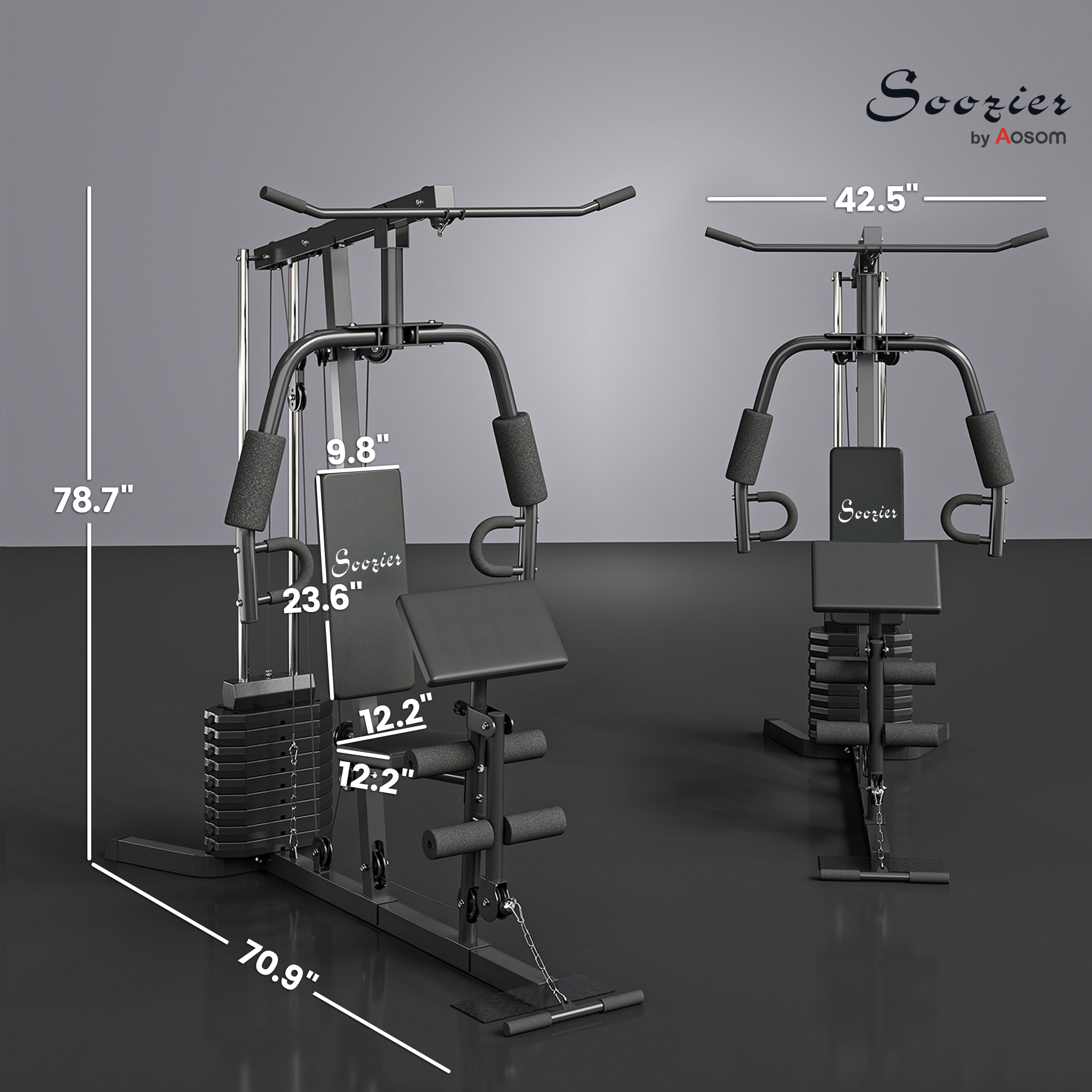 Soozier Home Gym, Multifunction Gym Equipment Workout Station with