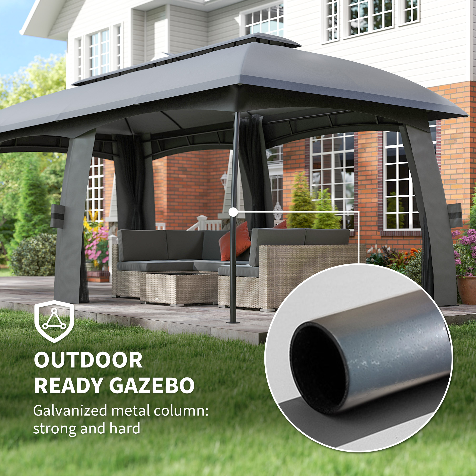 Outsunny 10' x 20' Patio Gazebo, Outdoor Gazebo Canopy Shelter