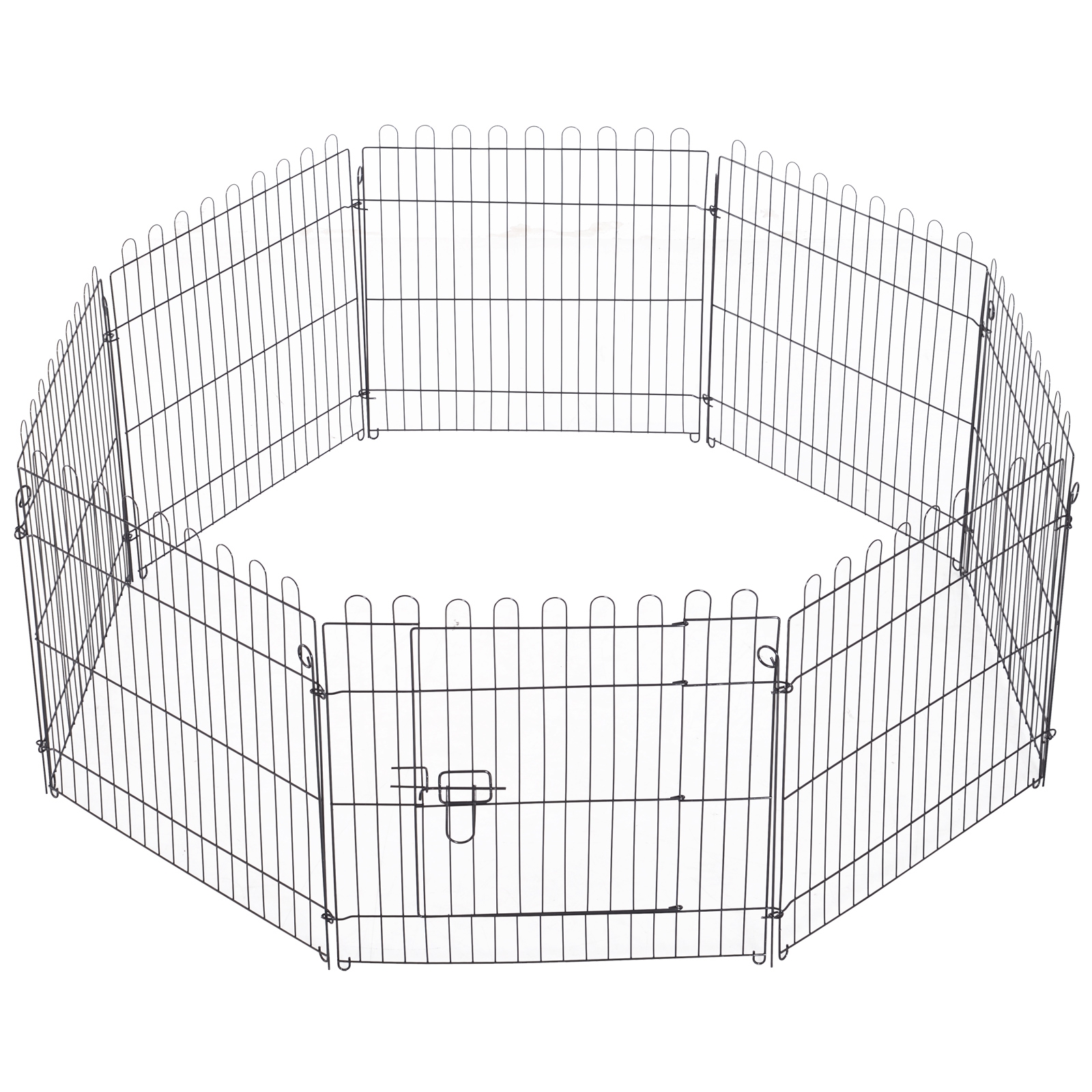 24inch 8-Panel Canine Playpen Octagon Animal Exercise Playpen Crate Foldable Canine Cage Pen Puppy Kennel, Black 1