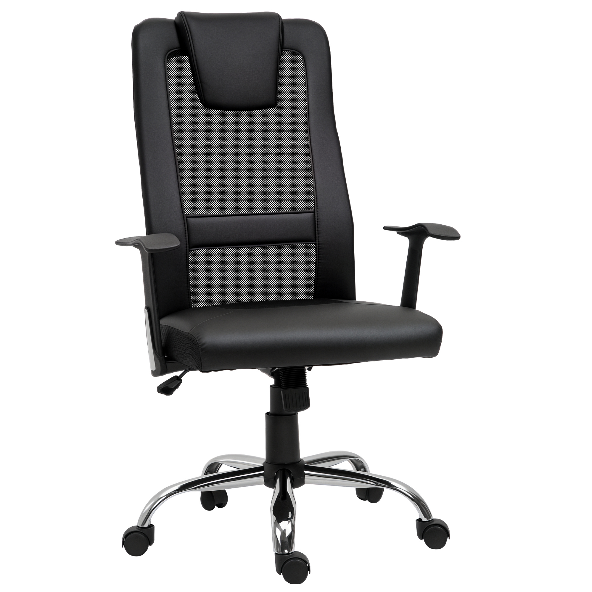 Mesh PC Work Table Seating with Tilt Function, Supportive Workspace Seating with Thick Padded Head Support, Armrest, Black 1