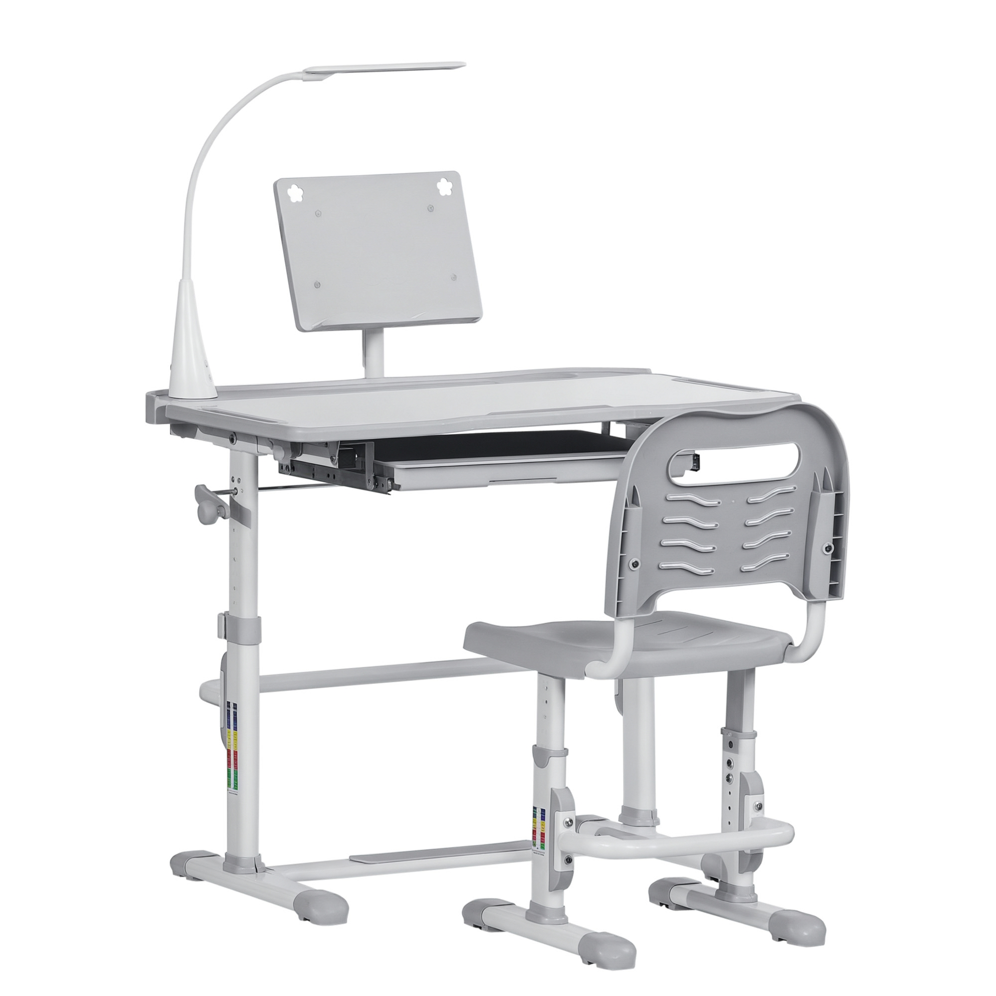 Qaba Kids Desk and Chair Set, Height Adjustable School Study Table and ...