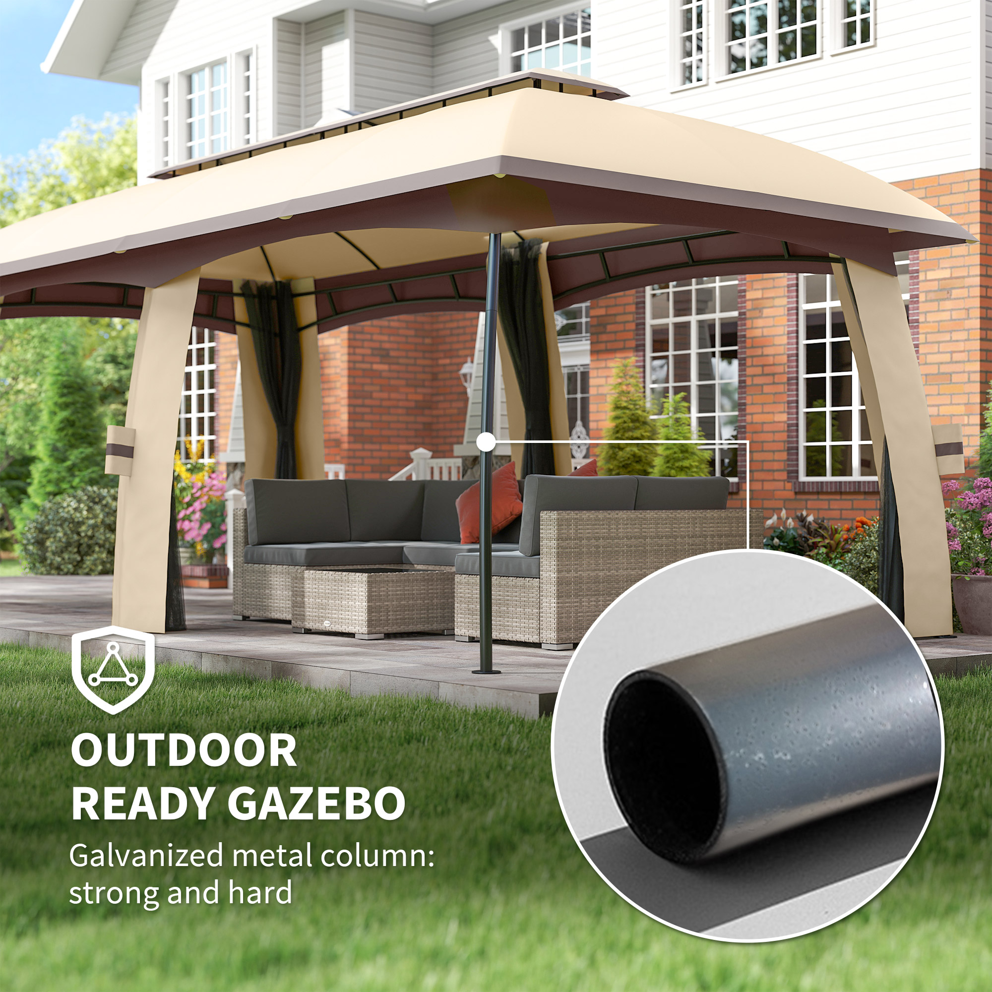 Outsunny 10' x 20' Patio Gazebo, Outdoor Gazebo Canopy
