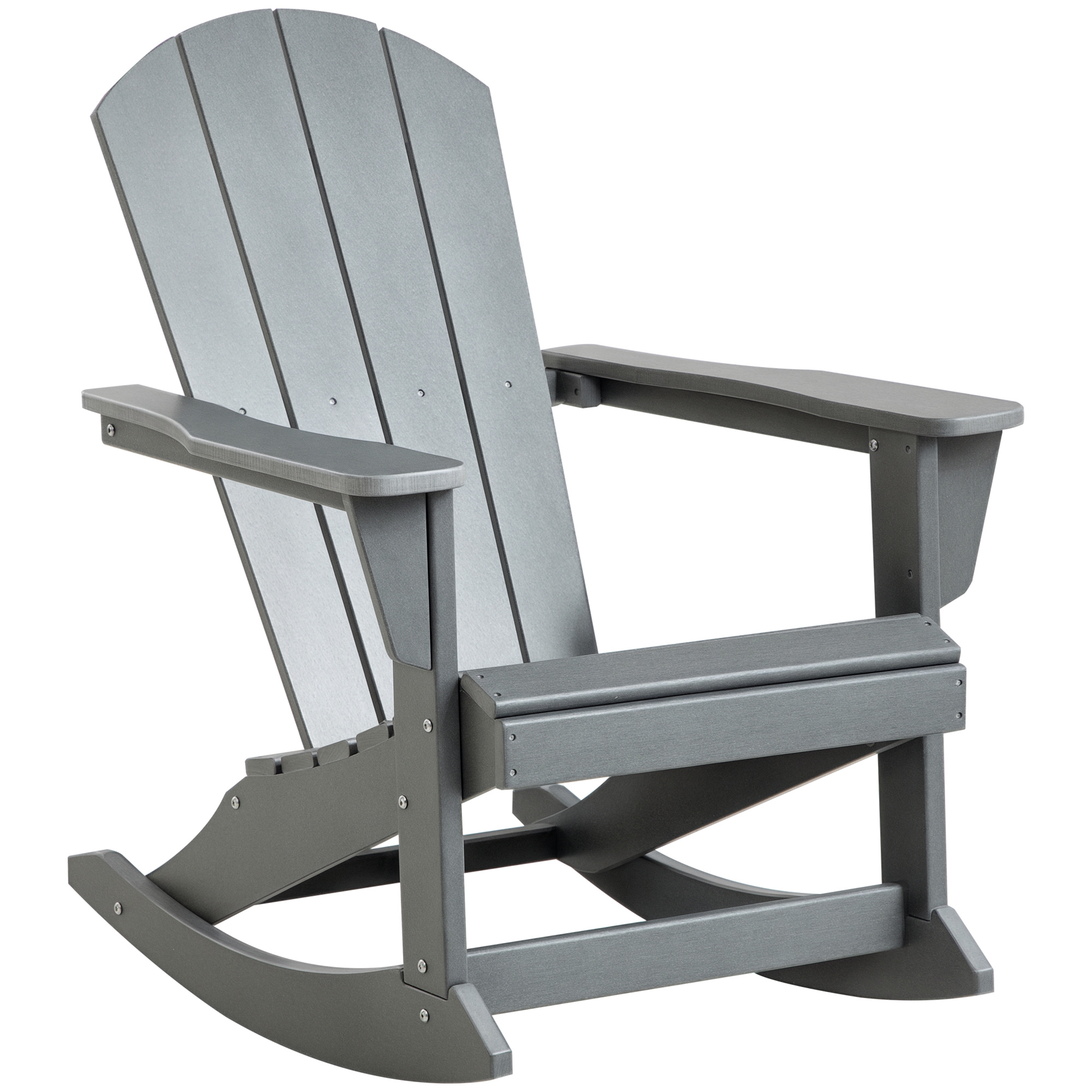 Outsunny Outdoor Rocking Chair, HDPE Adirondack Porch Rocker Chair for Garden, Patio, Light Gray