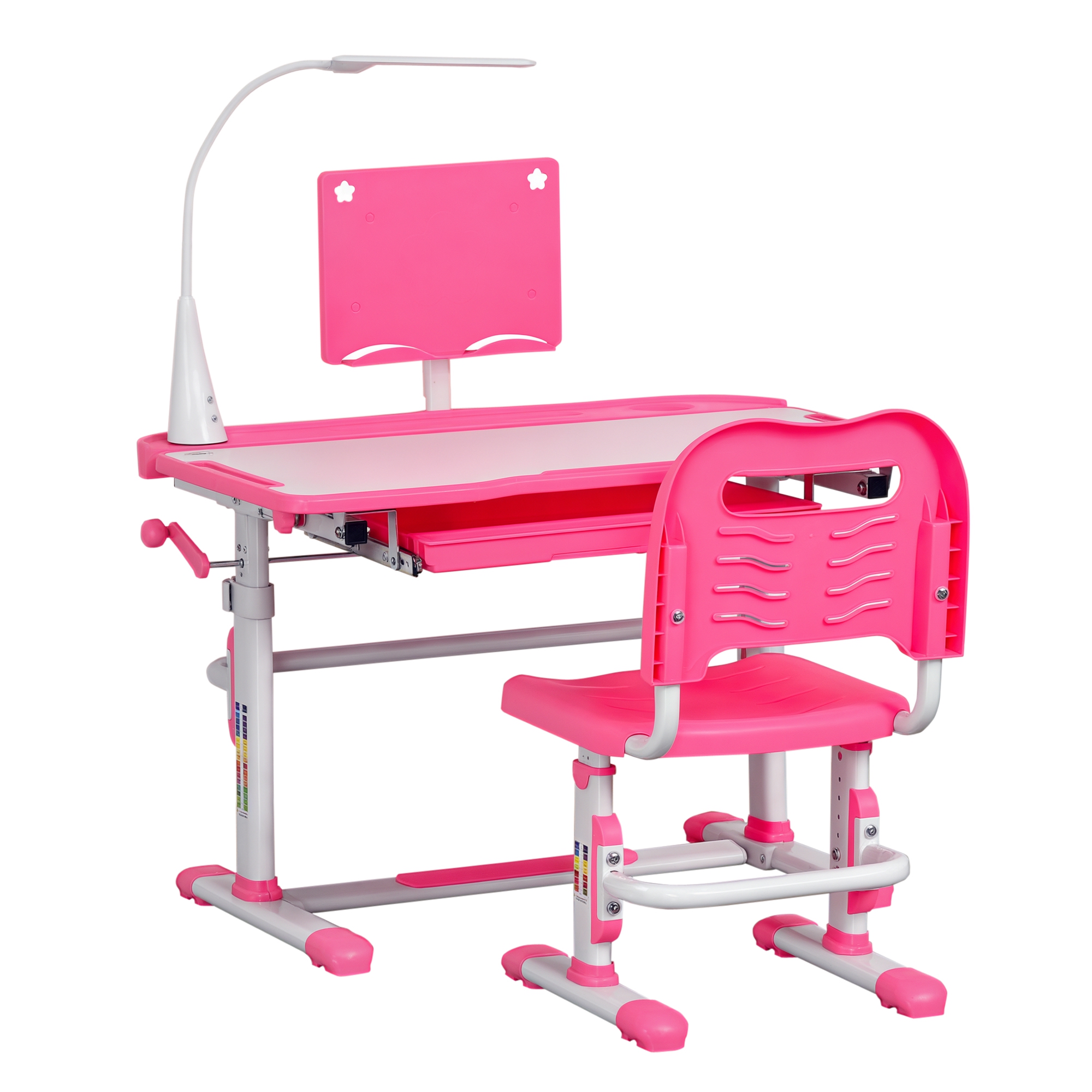 Qaba Kids Desk and Chair Set Height Adjustable Children School Study ...