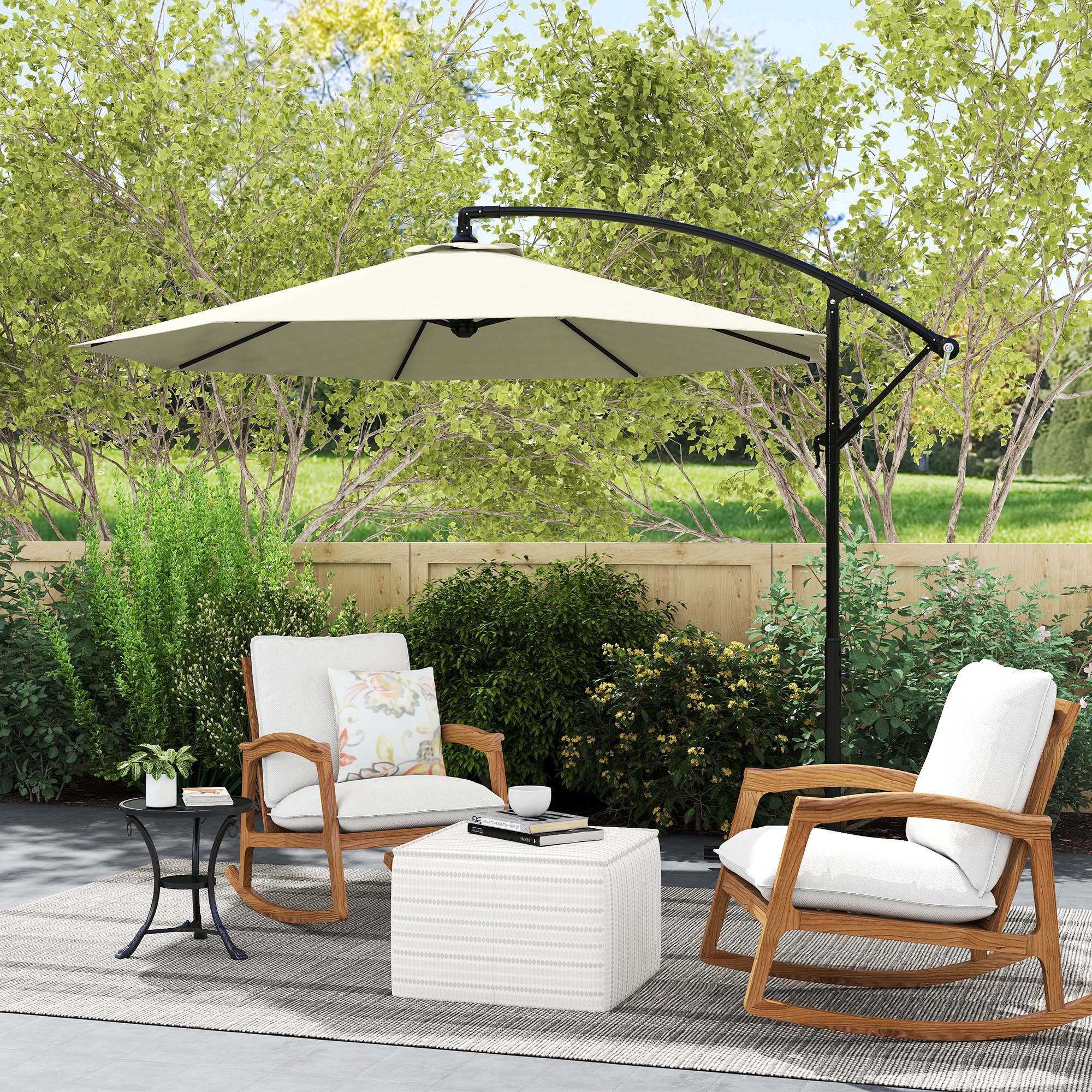【Adul】PATIO Outsunny 8x8 Patio Offset Umbrella, Grey Cantilever | Aosom