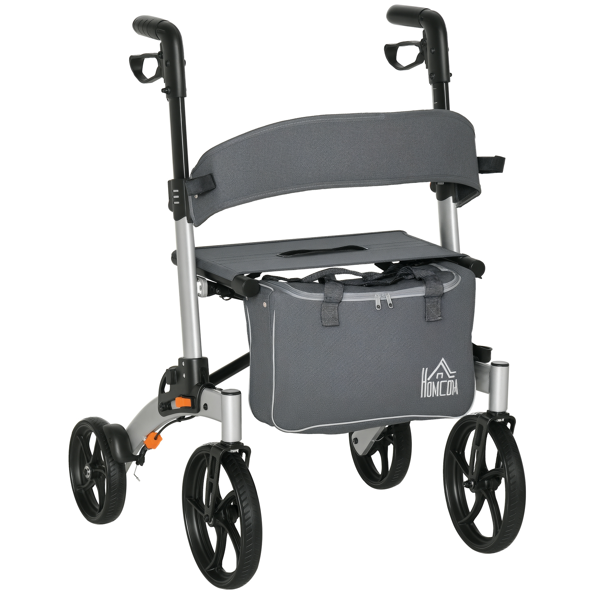 U10シニア HOMCOM Aluminum Rollator Walker with 10'' Wheels, Seat and