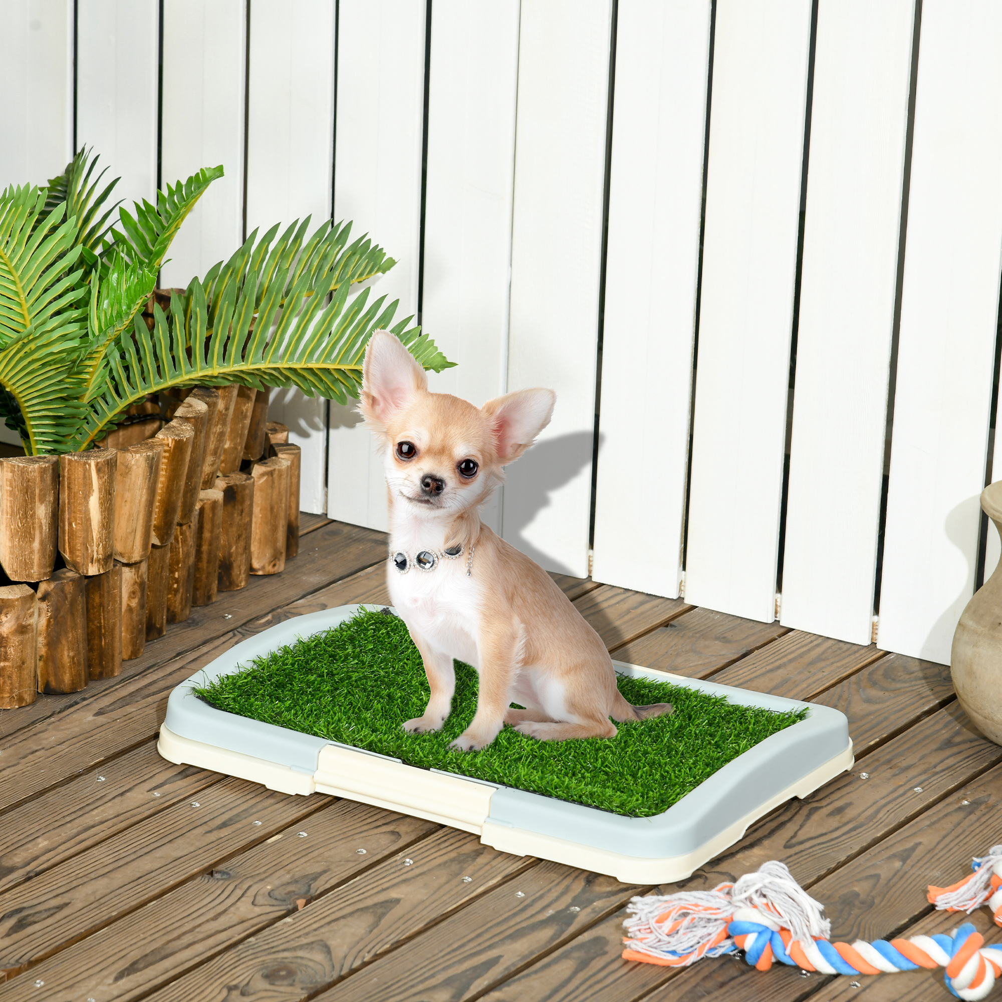 PawHut Puppy Training Pad, Indoor Portable Puppy Pad, with Artificial Grass, Grid, Panel, Tray, 18.3" x 13.4" Aosom Canada