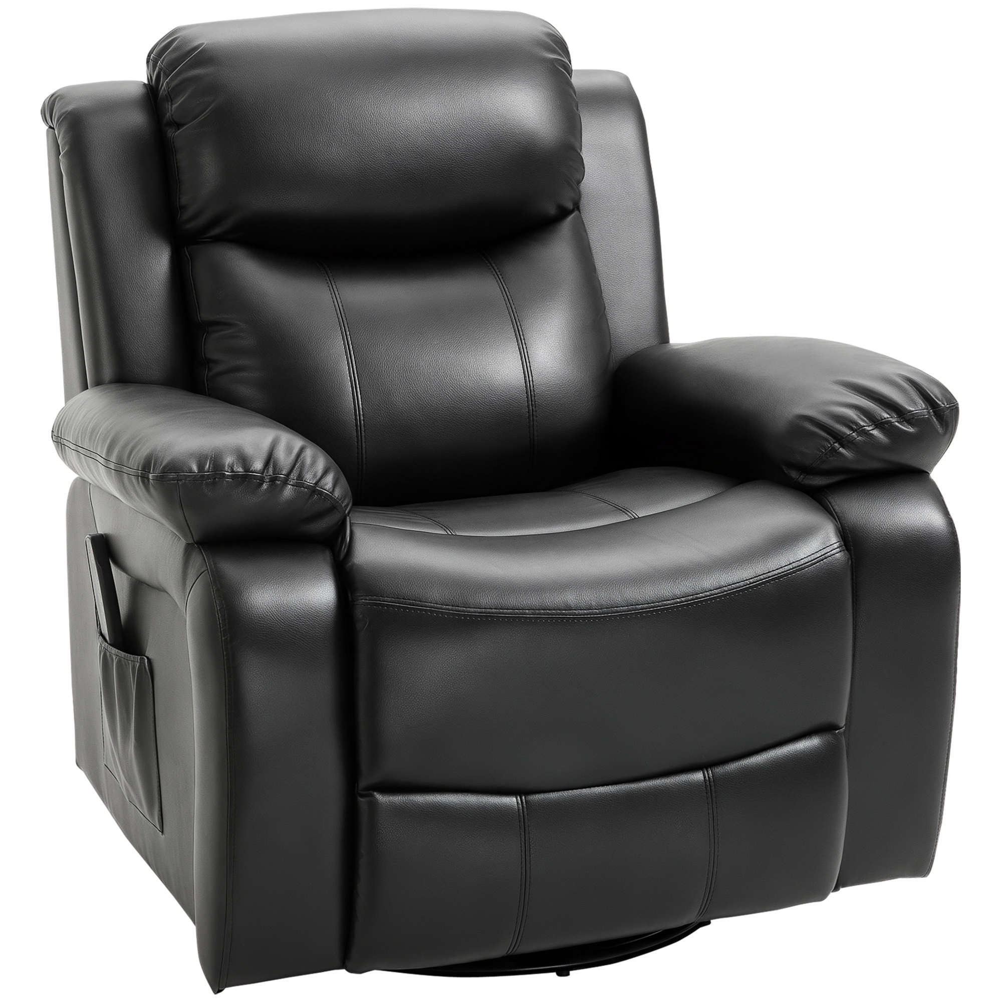 HOMCOM PU Leather Massage Recliner Chair, Swivel Rocker Sofa with Remote Control, Footrest, Padded Seat, Manual Reclining Chair for Living Room, Bedro