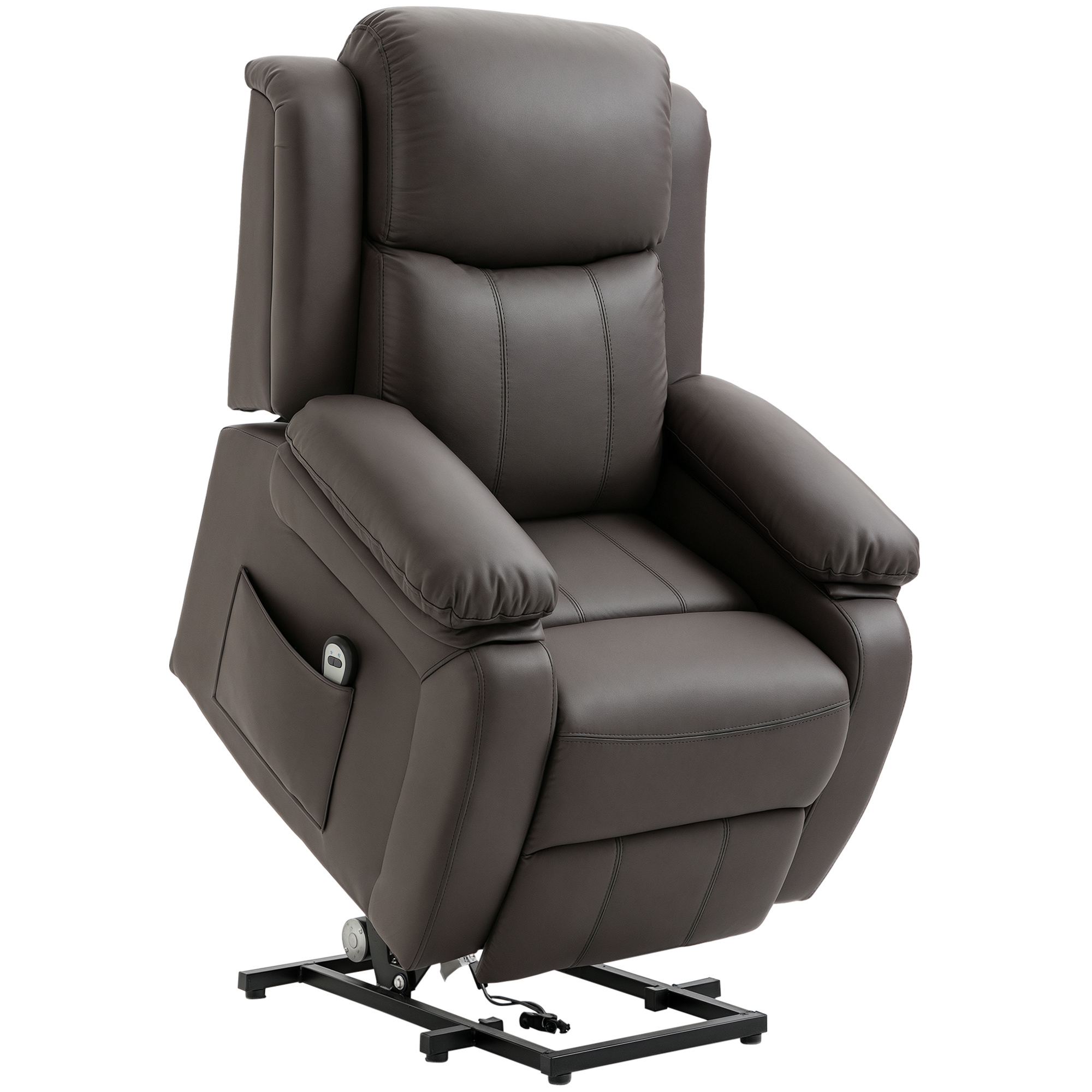 HOMCOM Living Room Power Lift Chair, PU Leather Electric Recliner Sofa Chair for Elderly with Remote Control, 3 Positions, Side Pockets, Extended Foot