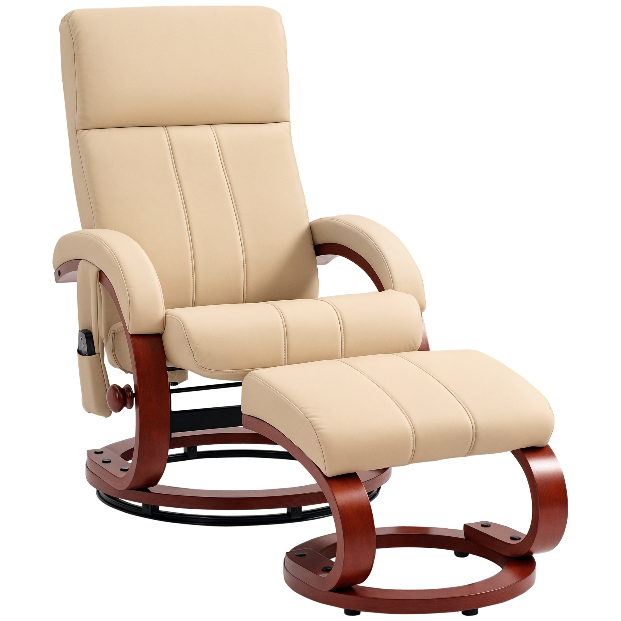 HOMCOM Recliner Chair with Ottoman, Electric Faux Leather Recliner with 10 Vibration Points and 5 Massage Mode, Reclining Chair with Remote Control, S