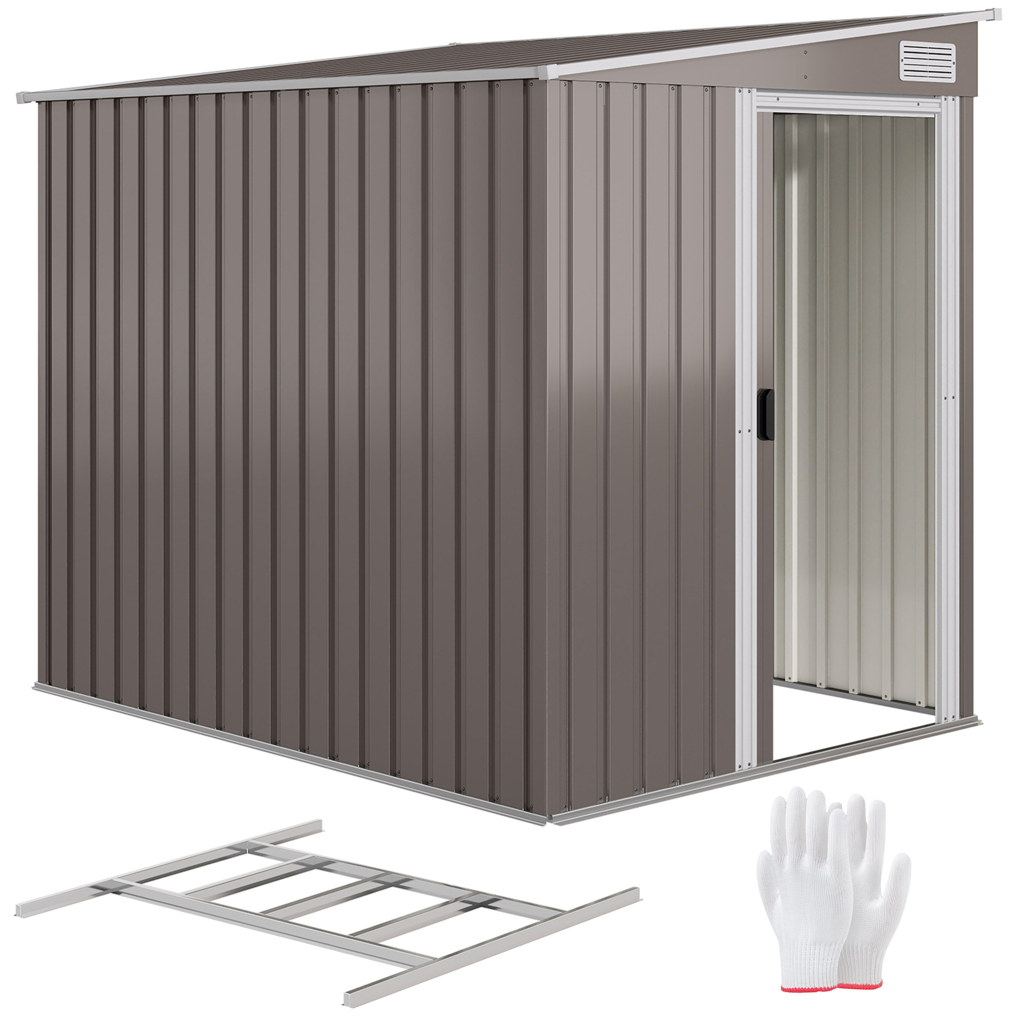 Outsunny 5x7 Metal Garden Shed with Foundation Grey | Aosom Canada