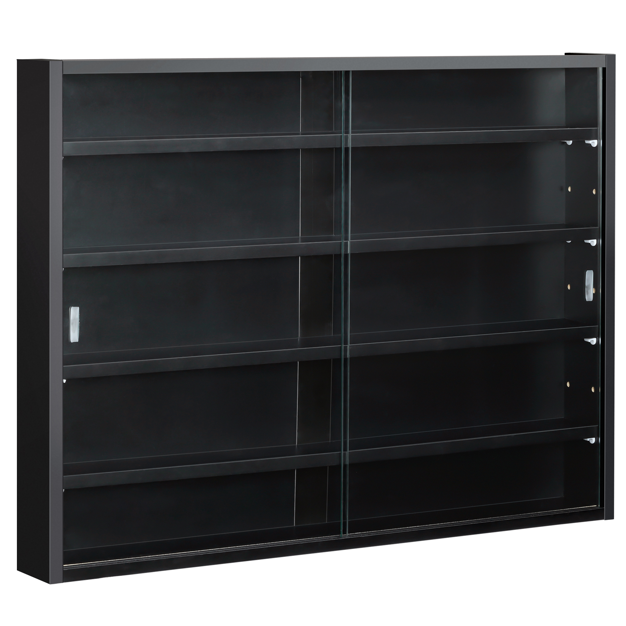 HOMCOM 5-storey Wall Shelf Display Cabinet w/2 Glass Doors and 4