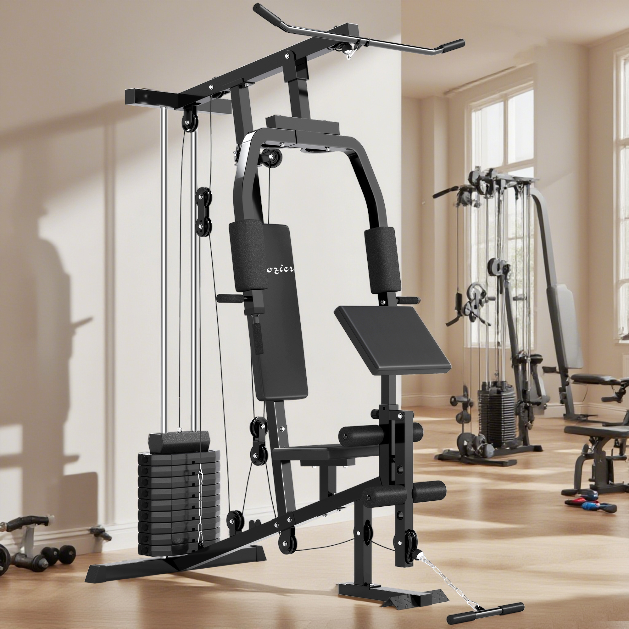 Soozier Multifunction Home Power Exercise Gym System Weight