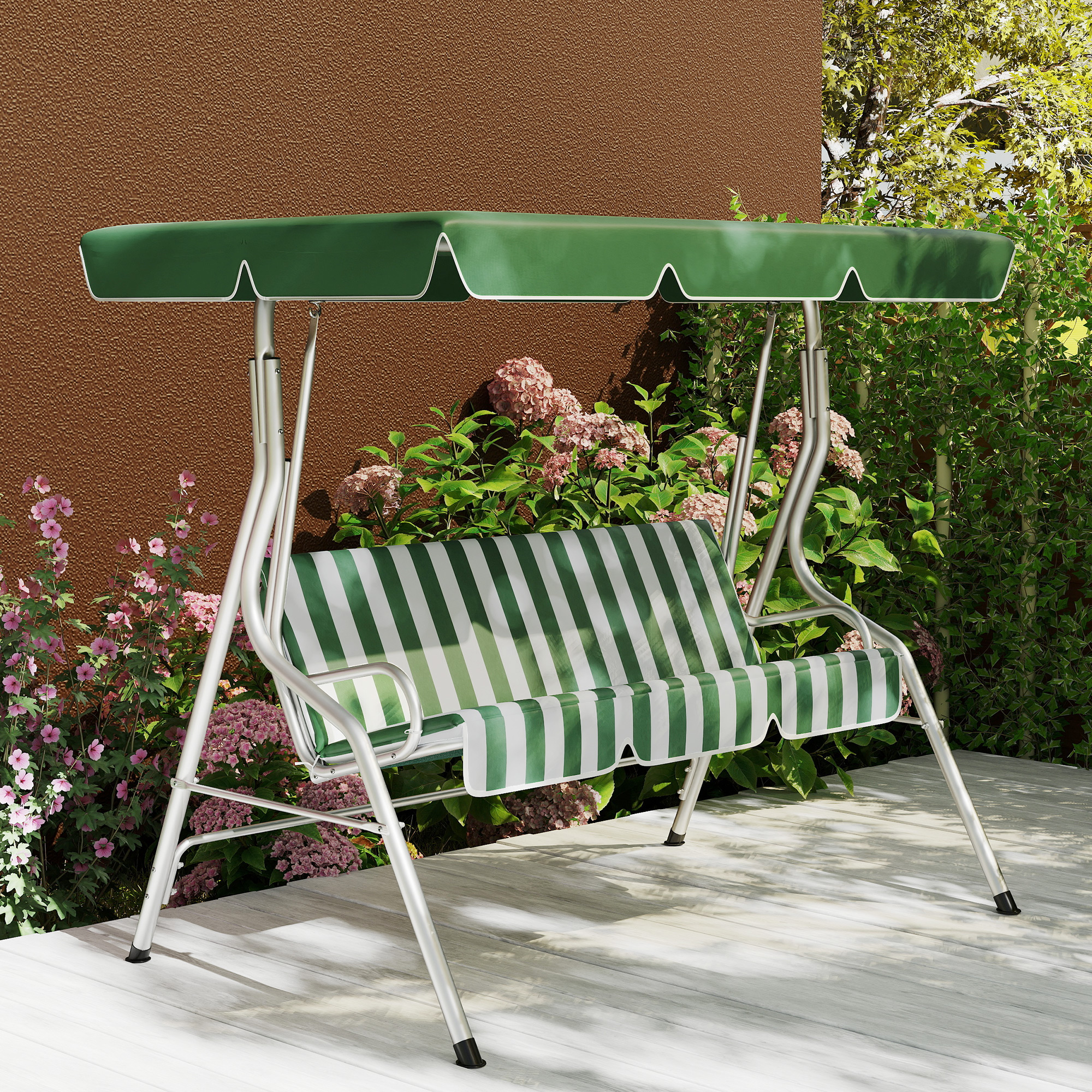 Outsunny 3-Person Porch Swing with Canopy Outdoor Patio Swing