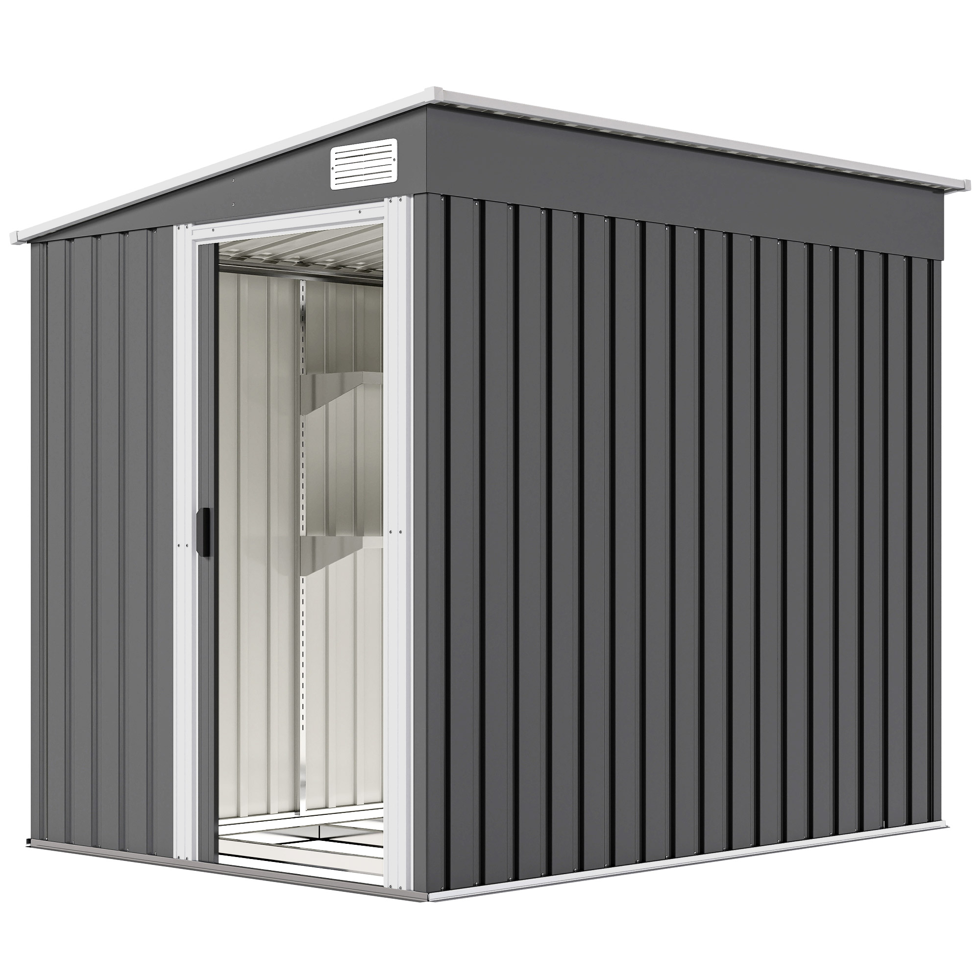 Outsunny 5'x7' Lean to Galvanized Metal Shed with Foundation