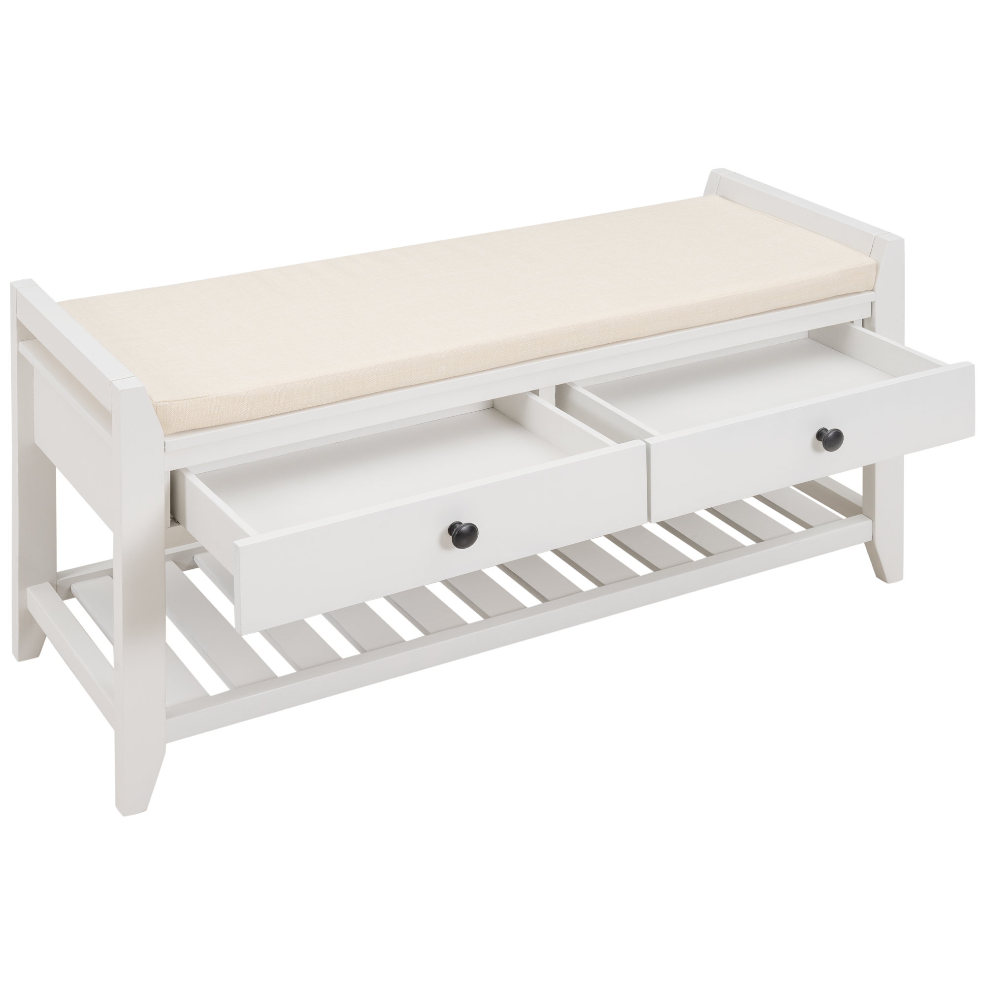 Multipurpose Entryway Storage Bench with Pine Wood Construction