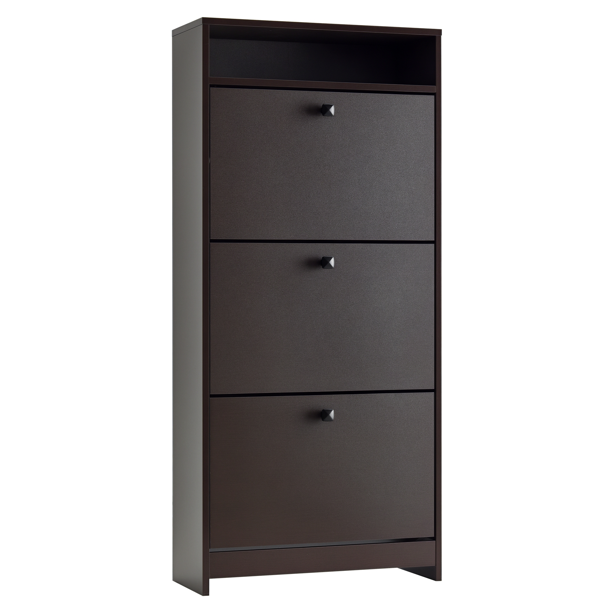 HOMCOM Slim Shoe Storage, Trendy Shoe Rack with 3 Large Fold-Out Drawers & a Spacious Top Surface, Espresso