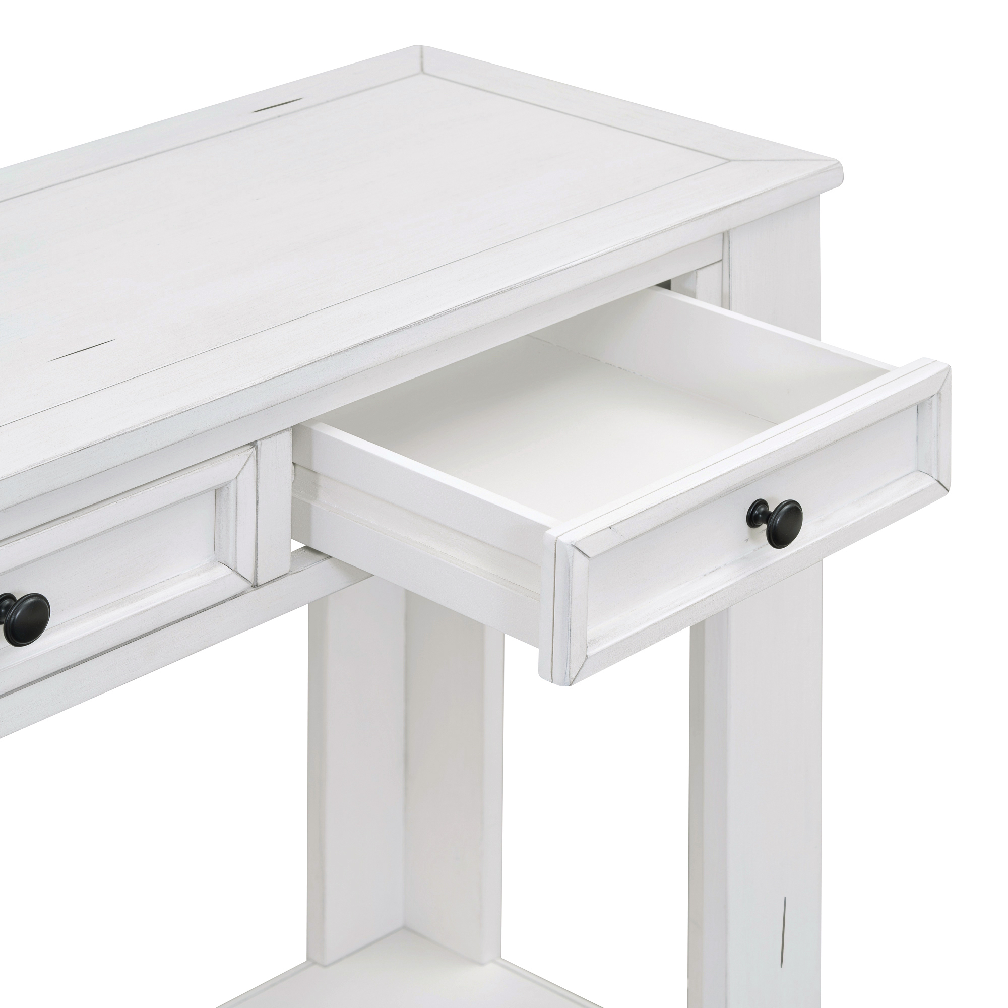 Rustic Chic Console Table with 4 Storage Drawers, White | Aosom Canada