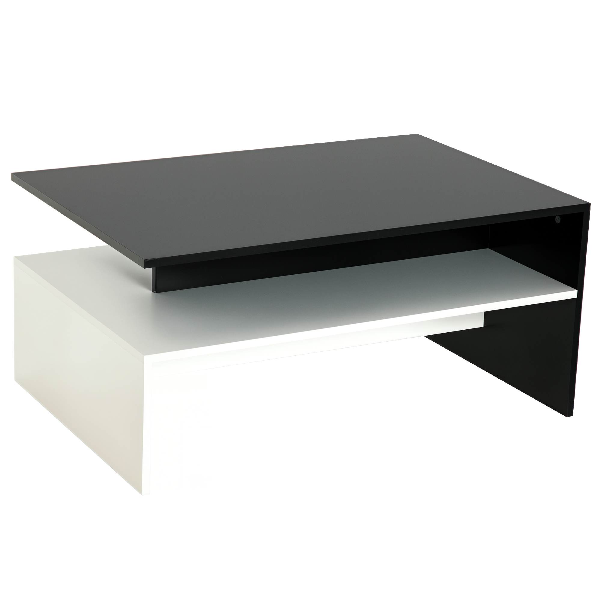 HOMCOM Modern Coffee Table, 2-tier Rectangular Center Table with ...