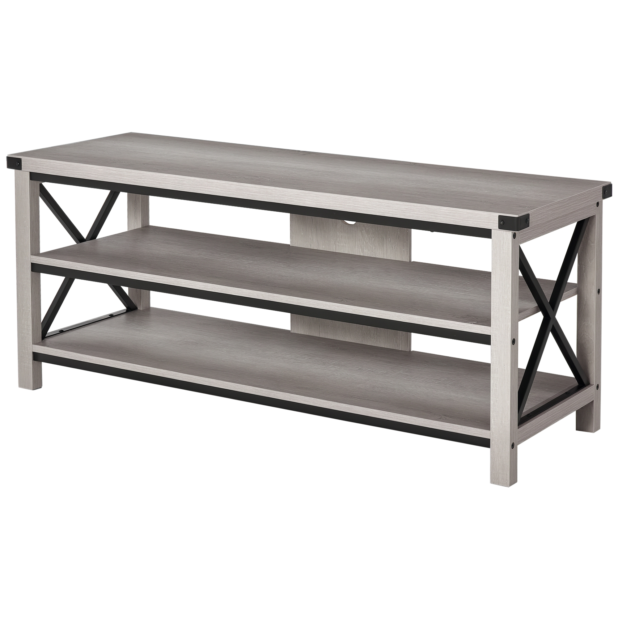 HOMCOM Ample Storage TV Stand with 2 Cable Management Hole, Entertainment Center for Living Room, Fits for 60" TV