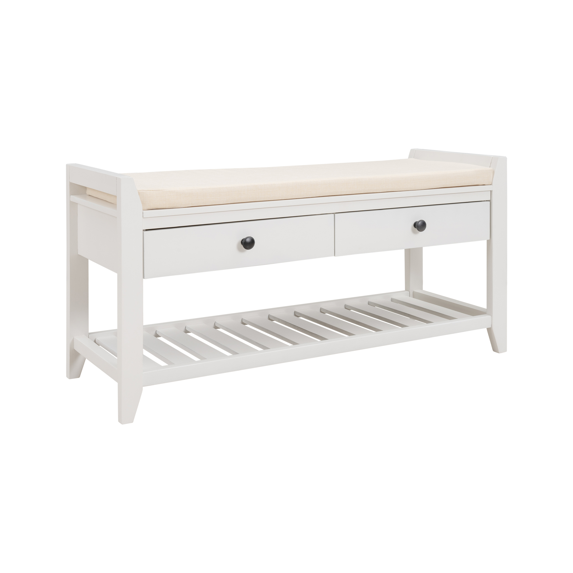 Multipurpose Entryway Storage Bench with Pine Wood Construction