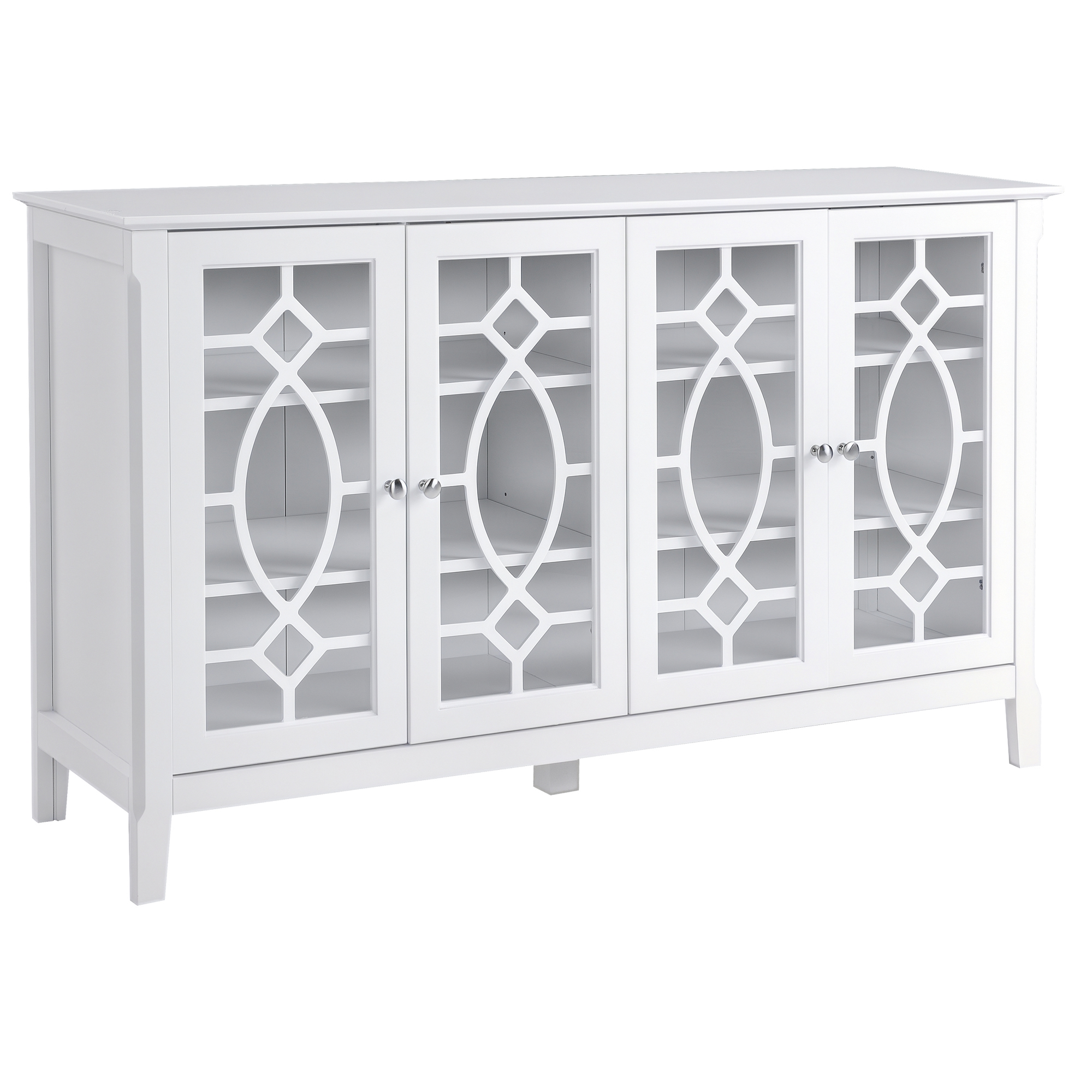 HOMCOM Sideboard Buffet Cabinet, Kitchen Storage Cabinet, Glass Door Accent Cabinet with Adjustable Shelves, White