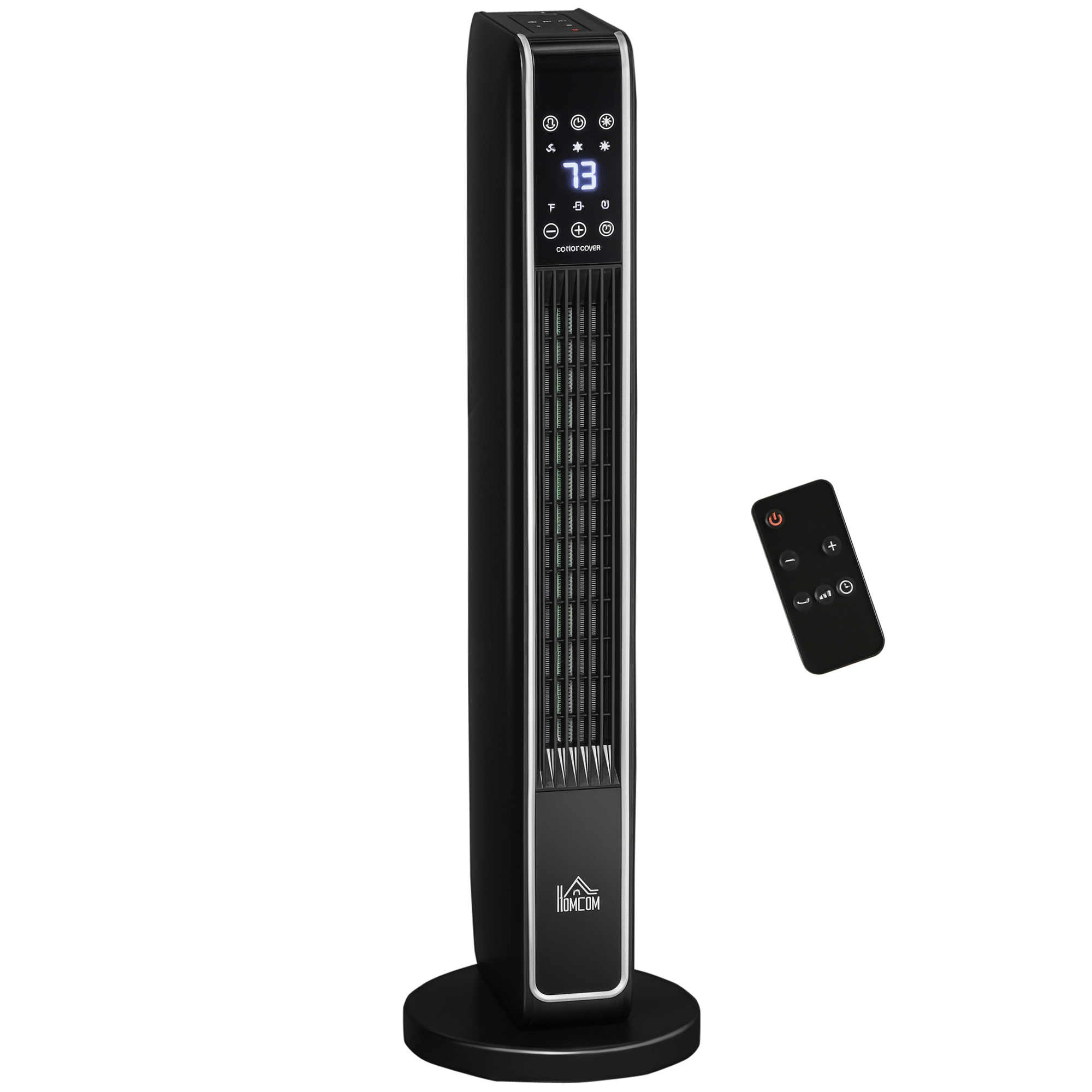 HOMCOM 2-In-1 Portable Electric Tower Heater, Oscillating Space Heater for Indoor Use with Remote Control, 8H Timer, Three Heating Modes(High, Low, Fa