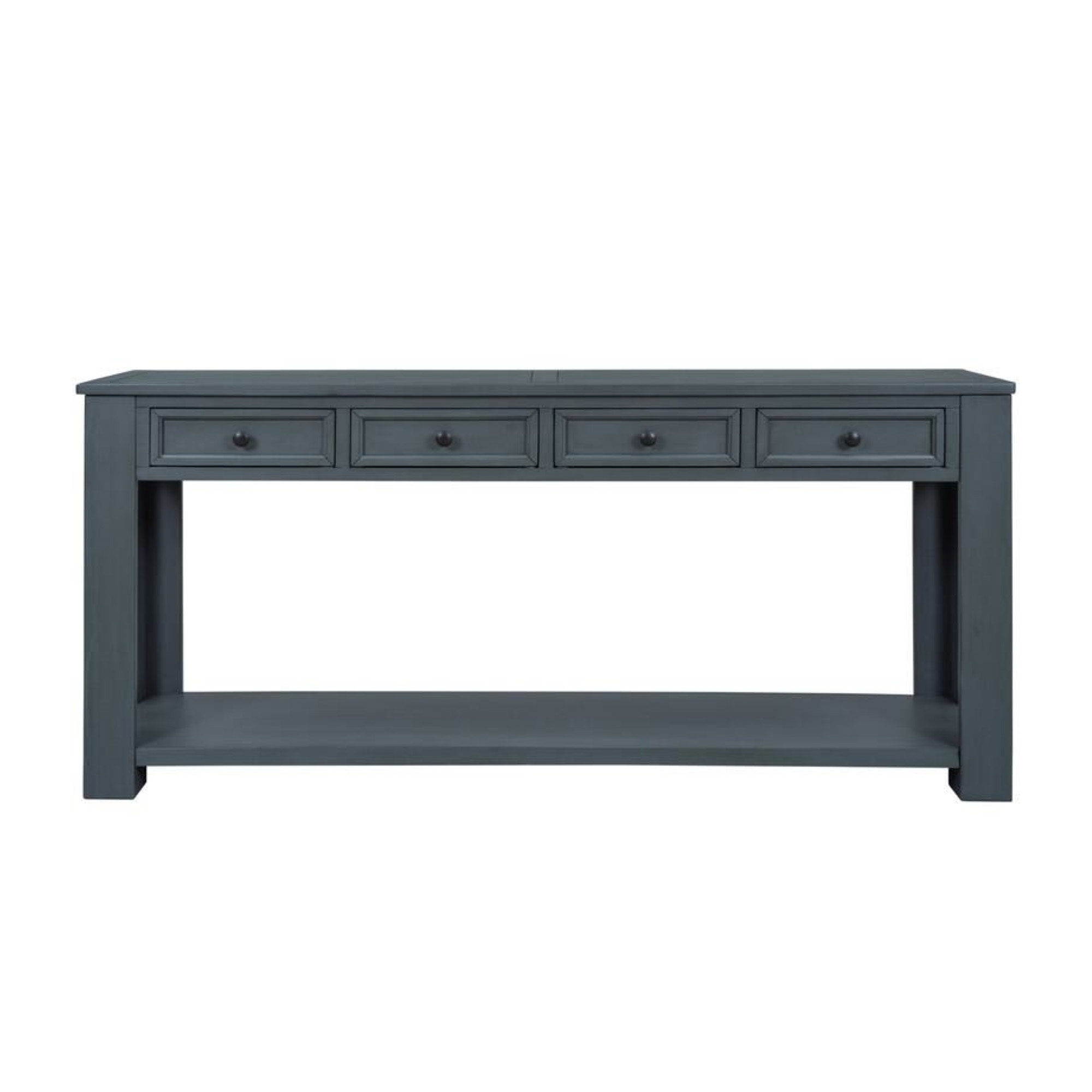 Rustic Chic Console Table with Storage Drawers, Navy | Aosom