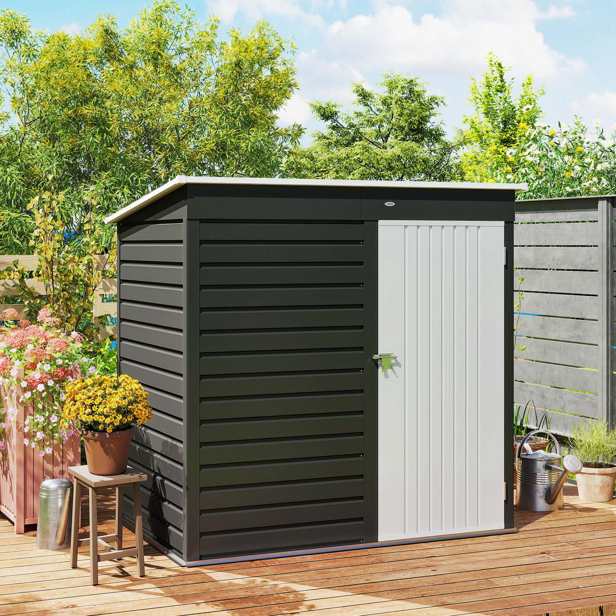 Outsunny 6' x 4' Outdoor Garden Shed, Metal Storage Shed with