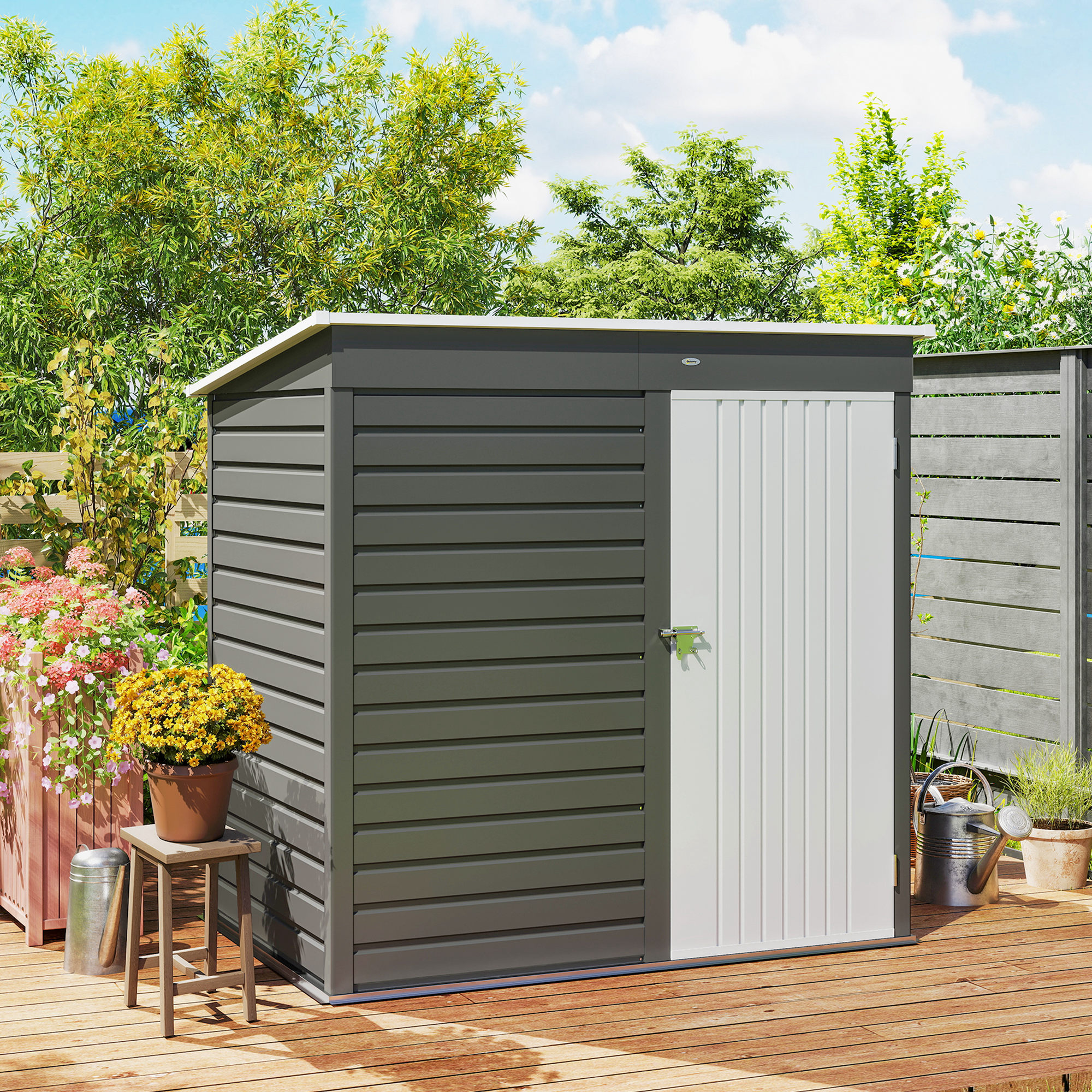 Outsunny 6' x 4' Outdoor Garden Shed, Metal Storage Shed with
